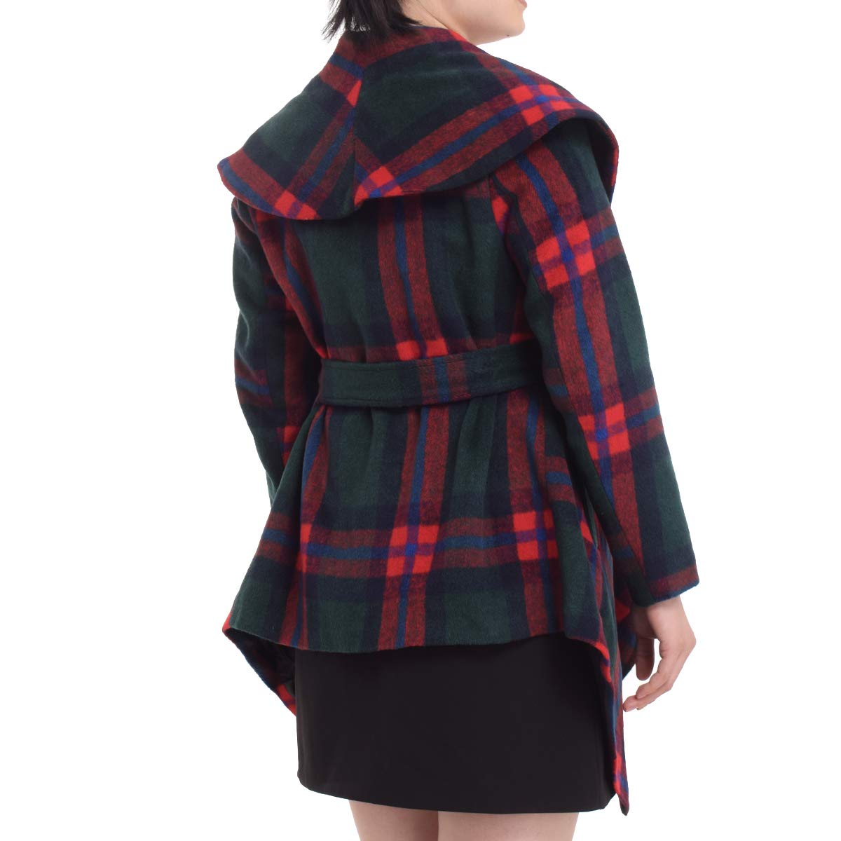 BPURB Women's Wool Blend Belted Wrap Coat with Turn Down Collar & Asymmetric Hem - Stylish Winter Outerwear for Office, Dating & Special Occasions
