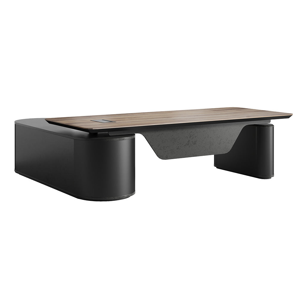 LUCA Electric Height Adjustable Sit Stand Desk 240cm - Warm Oak Executive Office Desk with Reversible Return | Ergonomic Standing Desk for Home & Office Workspace