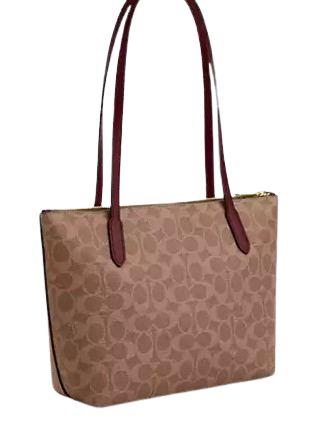 Coach Fiona Zip Tote Bag - Signature Canvas with Horse & Carriage Print - Stylish Women's Handbag for Work, Travel & Everyday Use