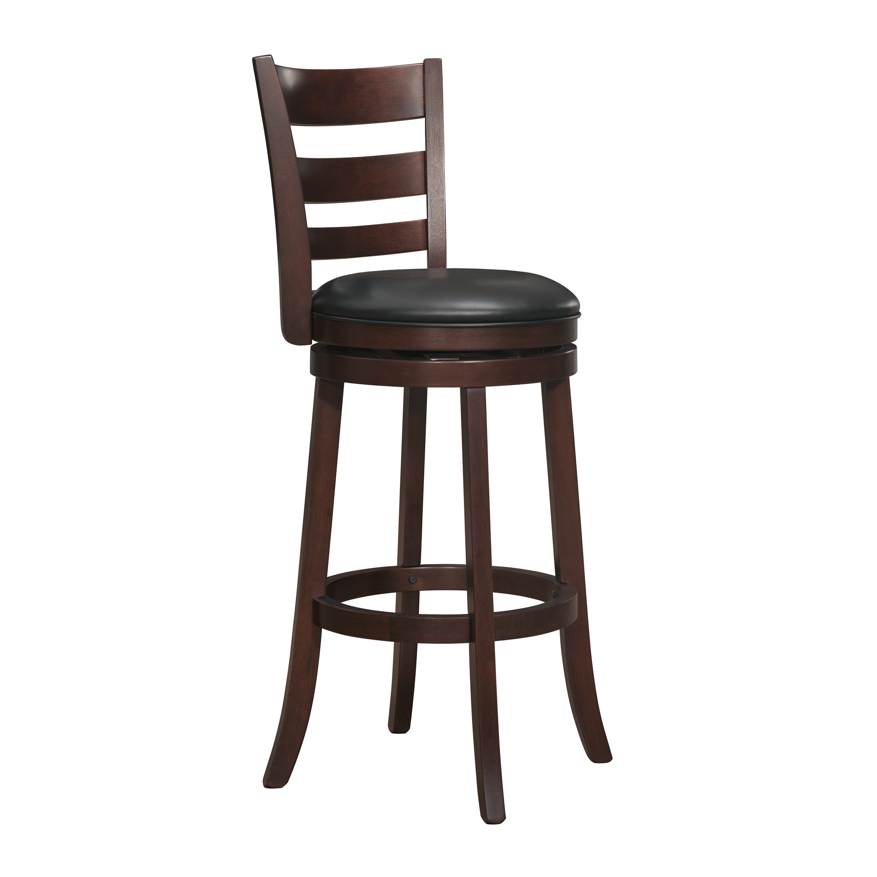 Carina Bar Height Stool - Adjustable Swivel Bar Stool with Backrest, Black & Brown Cherry Finish - Perfect for Kitchen Island, Home Bar, or Breakfast Nook Seating
