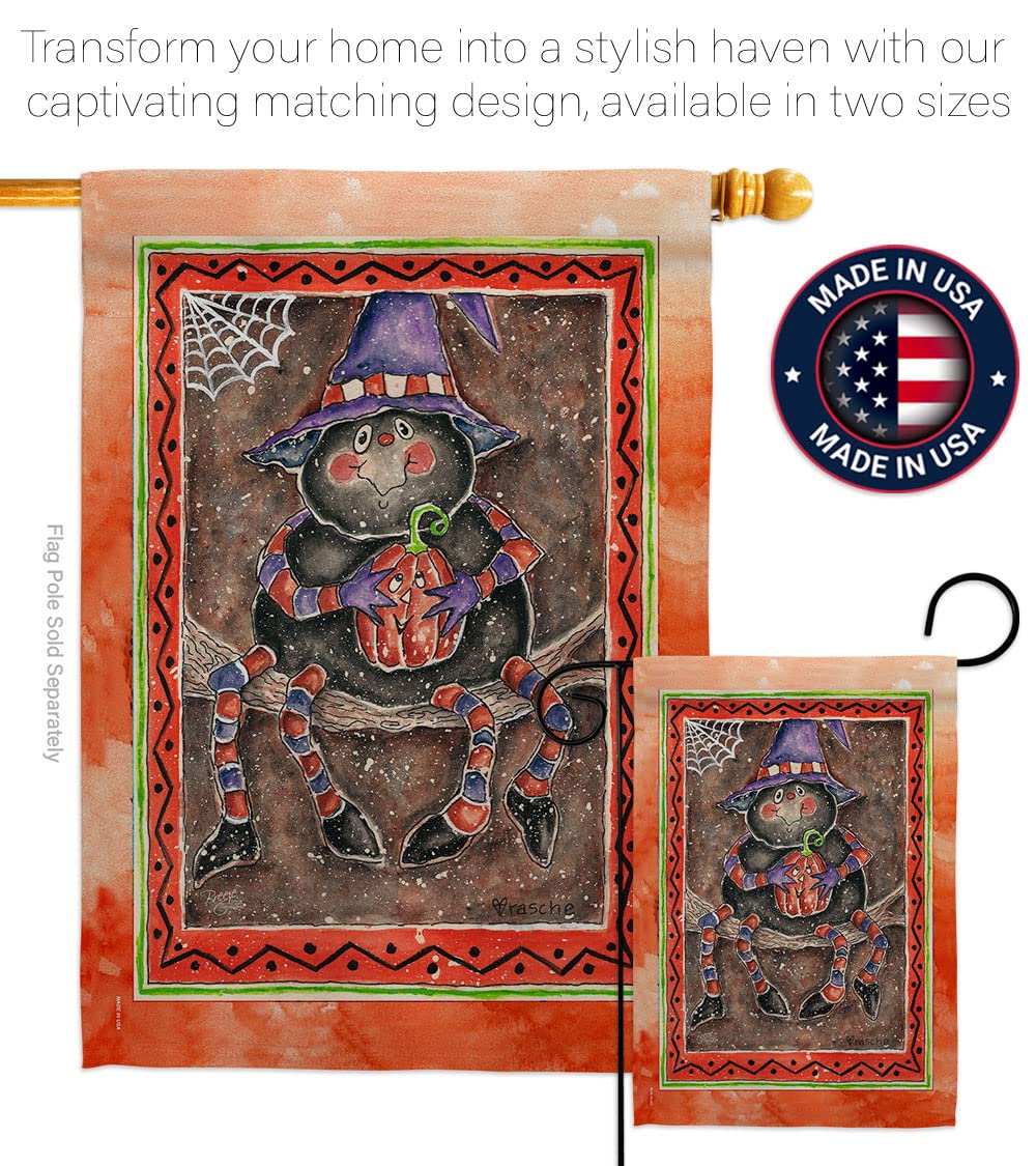 Spider Pumpkin Halloween Garden Flag - Fall Decor for Outdoors