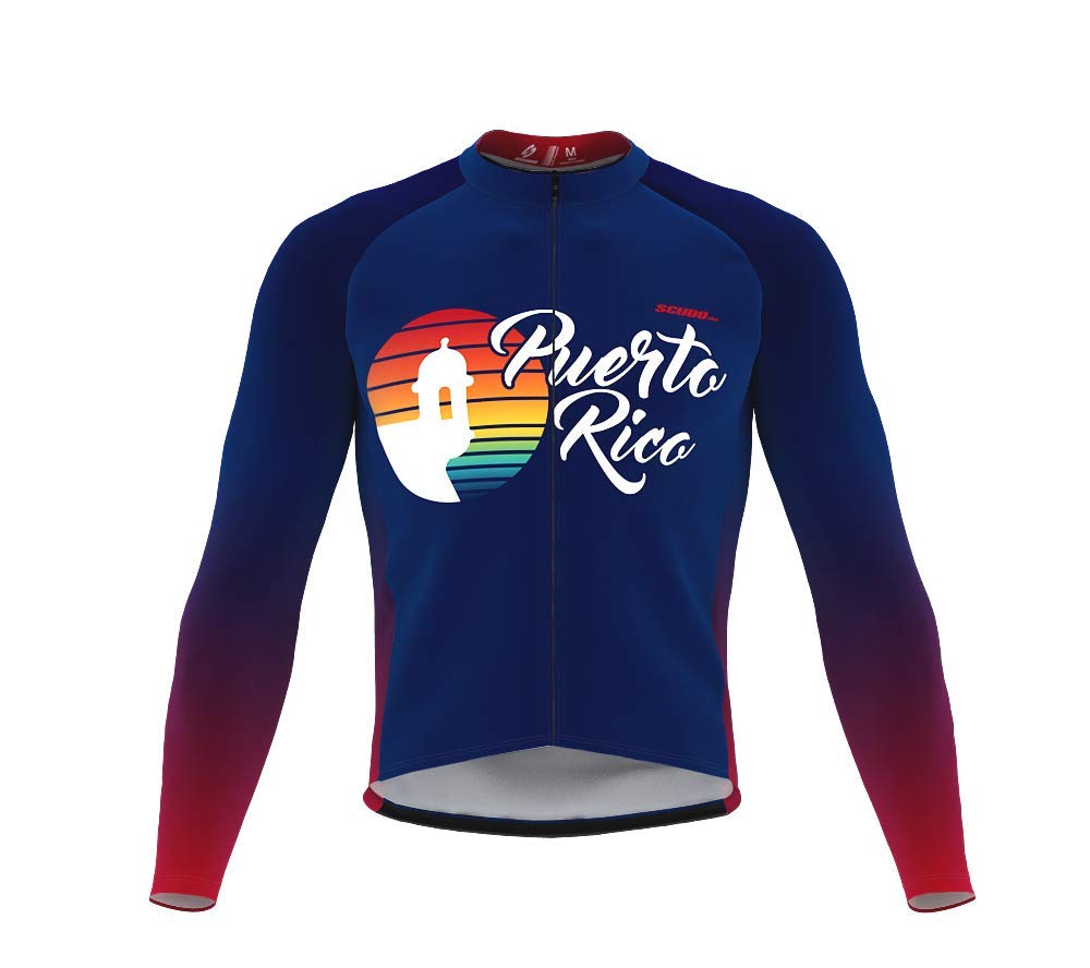 ScudoPro Thermal Long Sleeve Cycling Jersey for Men - USA State Icon Design, Breathable & Moisture Wicking - Perfect for Winter Biking, Road Cycling & Outdoor Sports