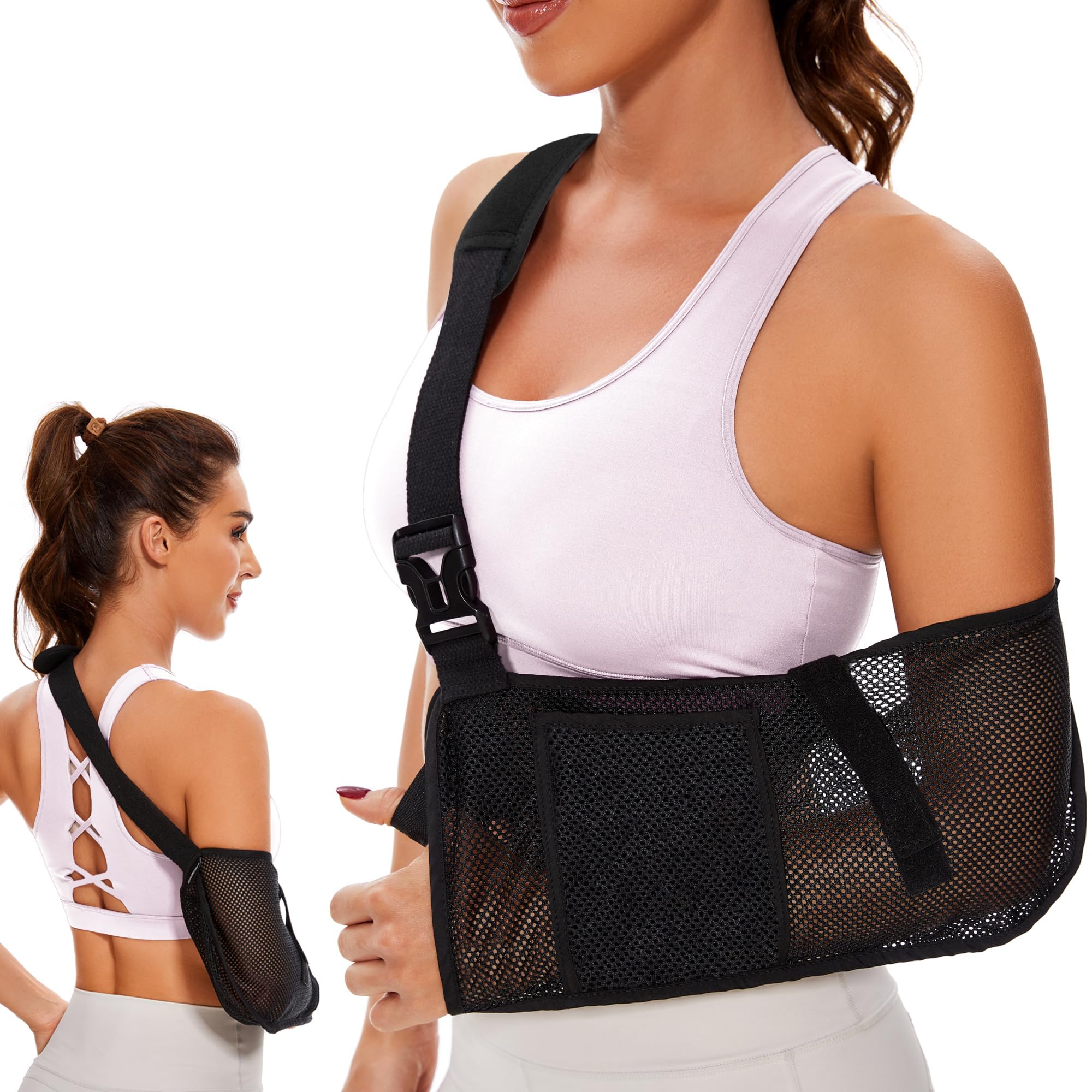 Adjustable Mesh Arm Sling for Shoulder Support - Medical Grade Post-Surgery Brace for Rotator Cuff Injury, Wrist, Elbow & Clavicle Fracture (Medium) - Left/Right Arm - Unisex Design for Men & Women - Ideal for Shower Use & Daily Recovery