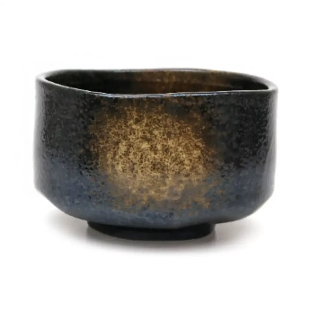 Handmade Mino Ware Black & Gold Japanese Matcha Tea Bowl - Authentic Chawan for Traditional Tea Ceremony & Zen Meditation
