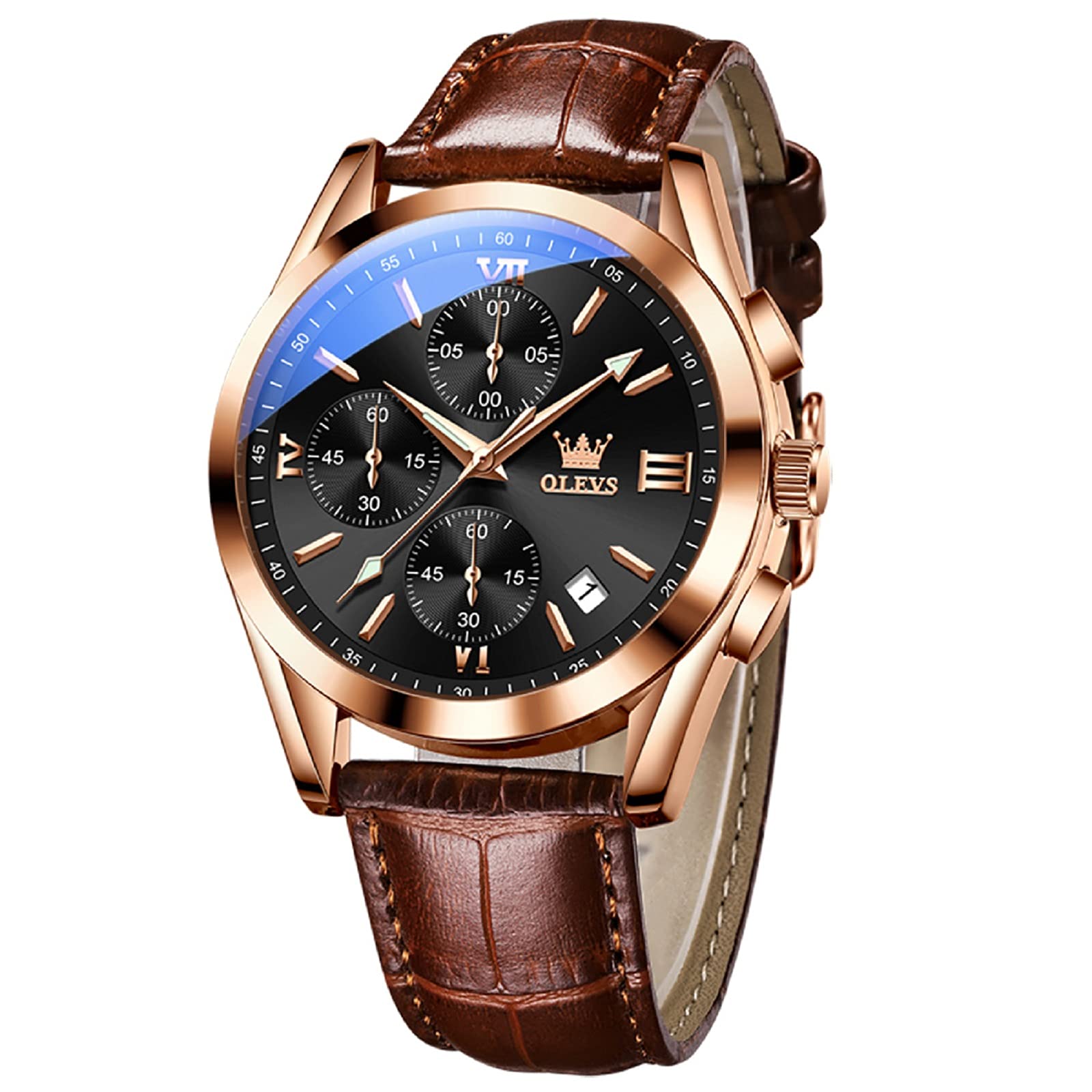 OLEVS Men's Watches - Stainless Steel Chronograph Analog Quartz Watch with Date & Luminous Hands, Waterproof Business Watch for Men | Perfect for Office, Formal Events & Daily Wear