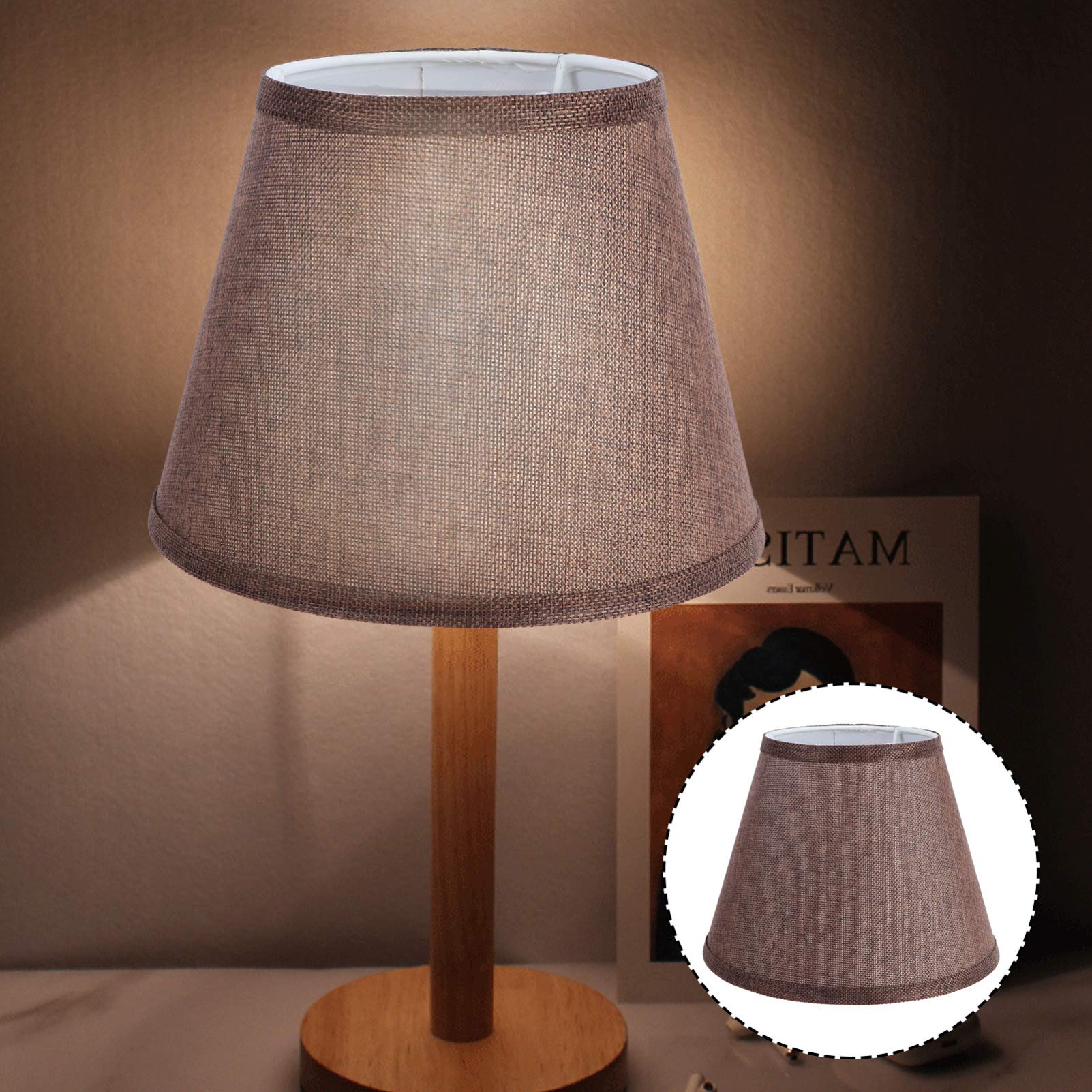 Lurrose 23cm Clip-On Drum Lamp Shade - Fabric Chandelier & Table Lamp Cover for Bulbs & Candles - Perfect for Home Office, Bedroom, and Living Room Lighting Decor