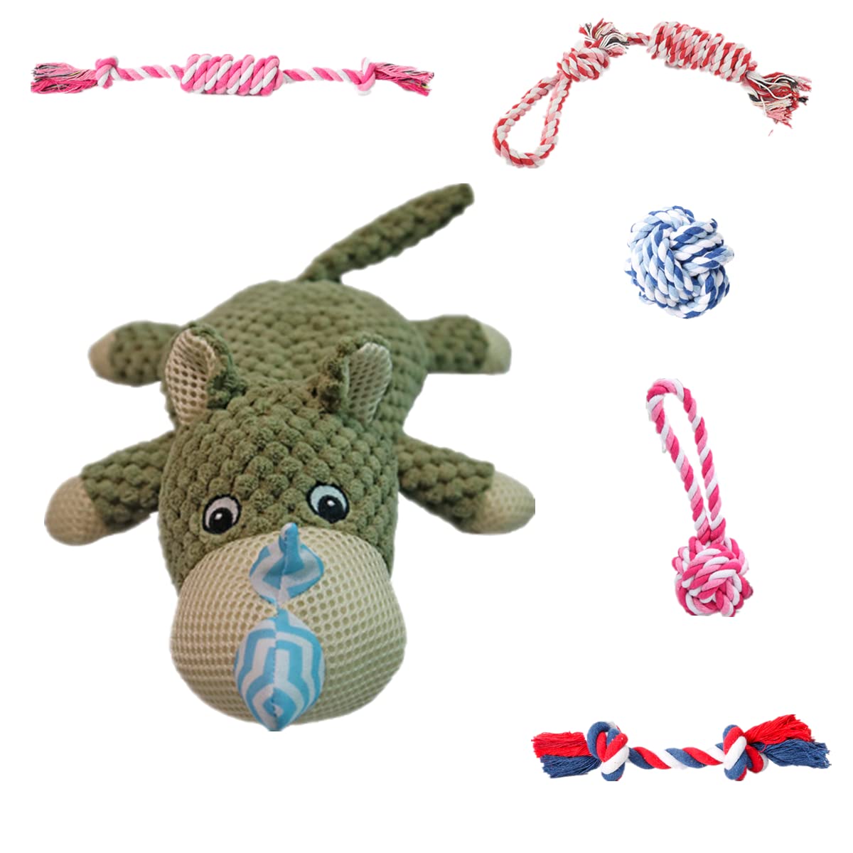 Durable Dog Chew Toys Set - Puppy Rope Knot & Molar Bite Ball for Small Medium Dogs | Pet Training Toys for Teeth Cleaning & Anxiety Relief | Perfect for Indoor Play & Outdoor Activities (Green)