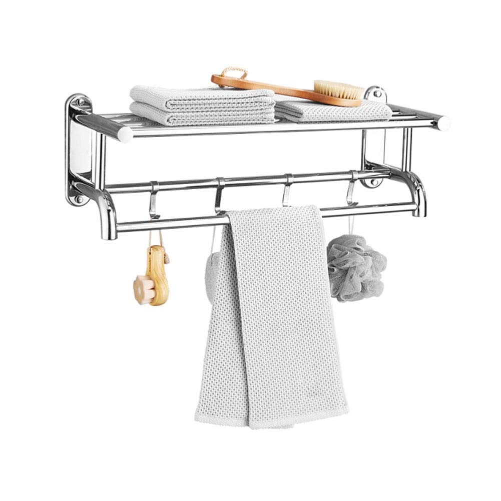 Stainless Steel Bathroom Shelves & Towel Rack - Wall Mounted Multi-Functional Storage Organizer for Towels, Toiletries & Bathroom Essentials | Perfect for Small Spaces, Apartment & Modern Home Decor