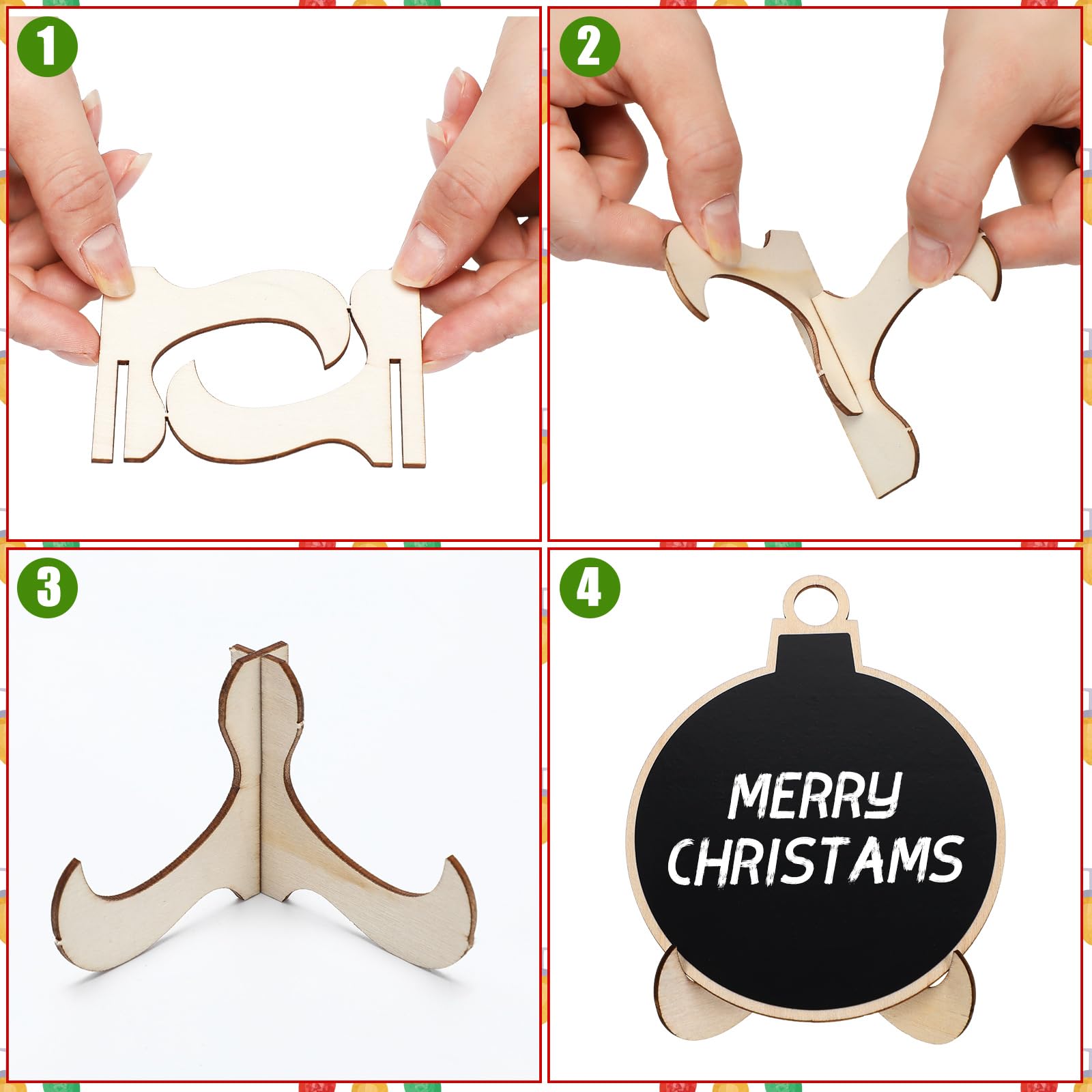 20 Pack Mini Chalkboard Signs with Stand - 3.94x3.94 Inch Wooden Blackboard & Chalk Marker for Christmas, Weddings, Parties - Perfect for Food Labels, Table Numbers, Welcome Signs & Holiday Decorations