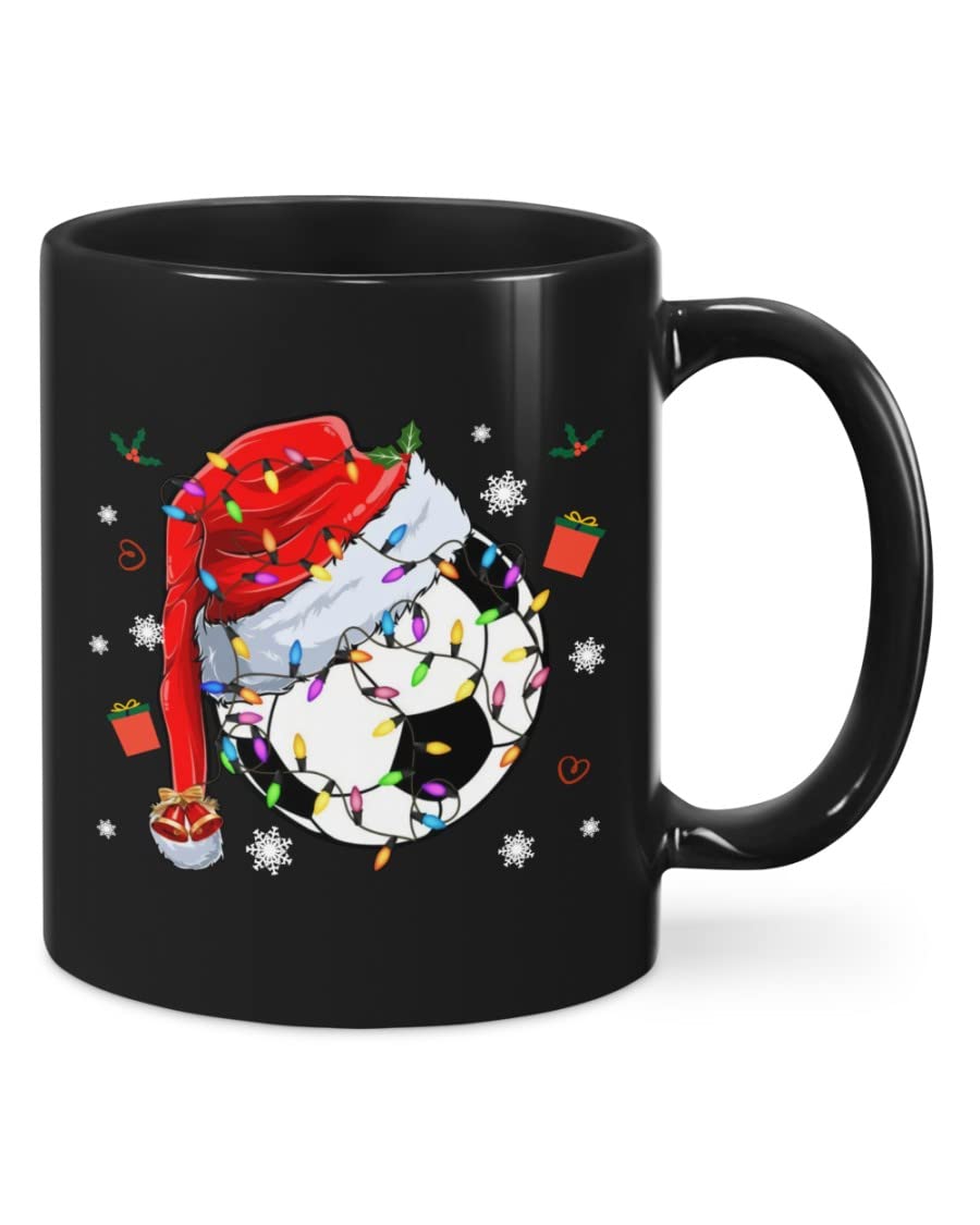 Personalized Soccer Player Christmas Coffee Mug - 11oz & 15oz Black Ceramic Cup with Santa Hat - Perfect Gift for Men & Women Soccer Players from Family, Friends, Coworkers - Great for Birthdays, Christmas & Team Celebrations - Ideal for Hot Drinks at Home, Office or Soccer Games