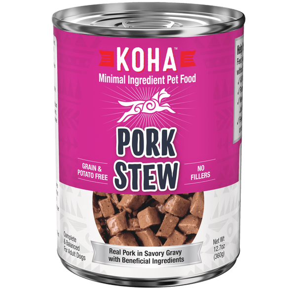 KOHA Premium Pork Stew Canned Dog Food - Grain-Free, High-Protein Wet Food for Adult Dogs - Perfect for Mealtime, Training Treats & Travel Feeding