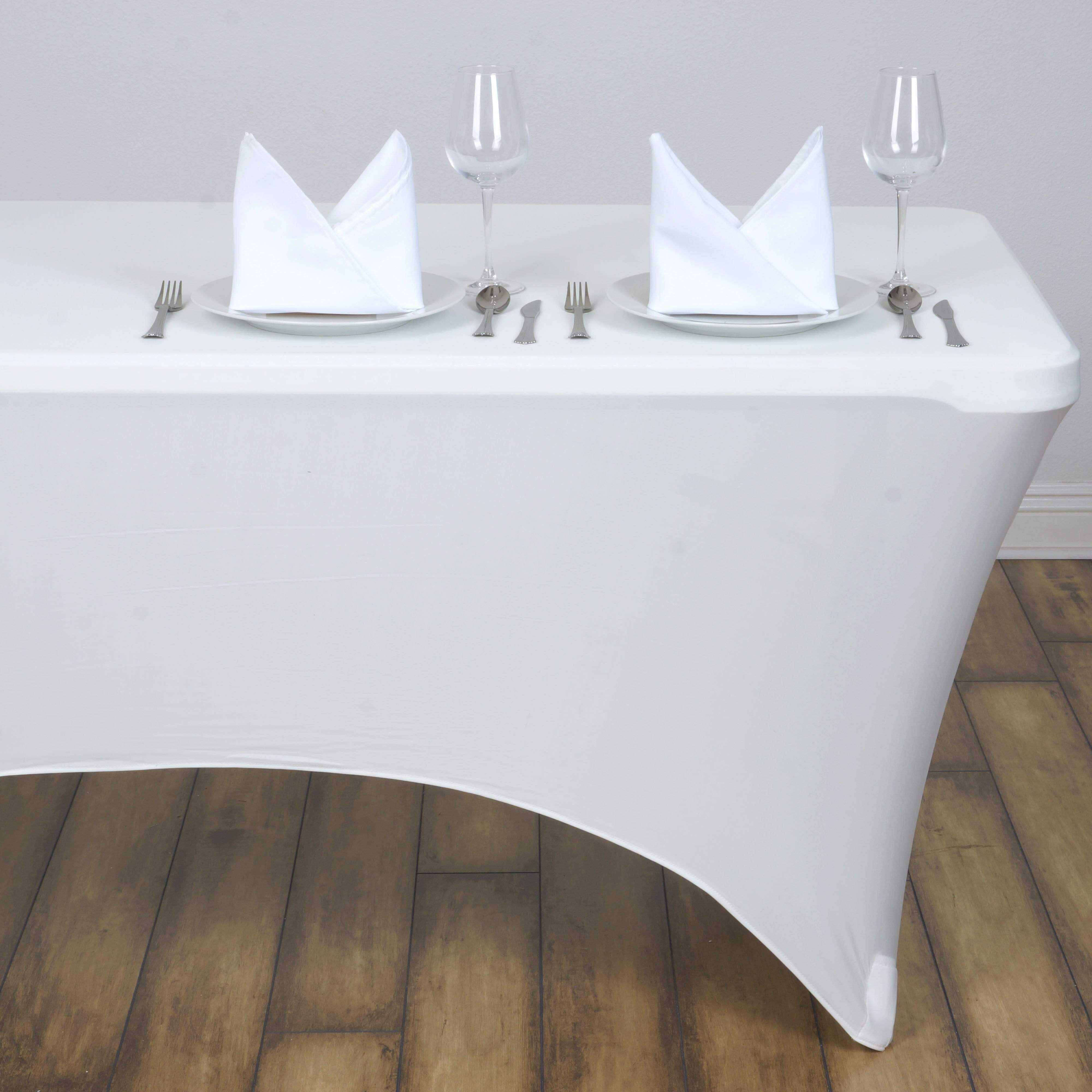 4 ft Rectangular Fitted Spandex Tablecloth - Stretchable Washable Table Cover for Parties, Weddings & Events - Perfect for Banquet, Dining & Home Decor