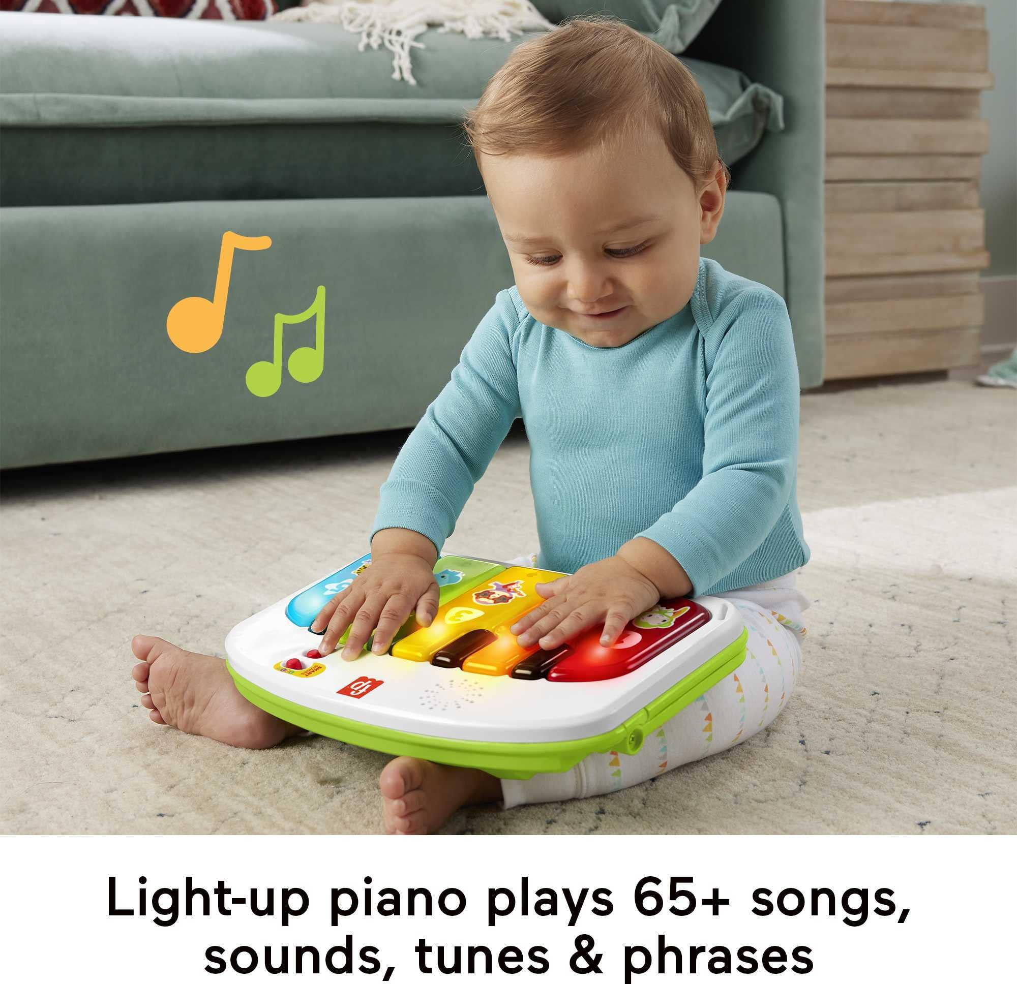 Fisher-Price Portable Baby Chair - Kick & Play Deluxe Sit-Me-Up Seat with Piano Learning Toy & Removable Snack Tray for Infants 6-12 Months | Perfect for Playtime, Learning & Feeding at Home or Travel