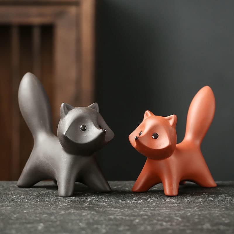 Handmade Purple Clay Fox Tea Pet for Kung Fu Tea Tray - Tea Ceremony Decoration