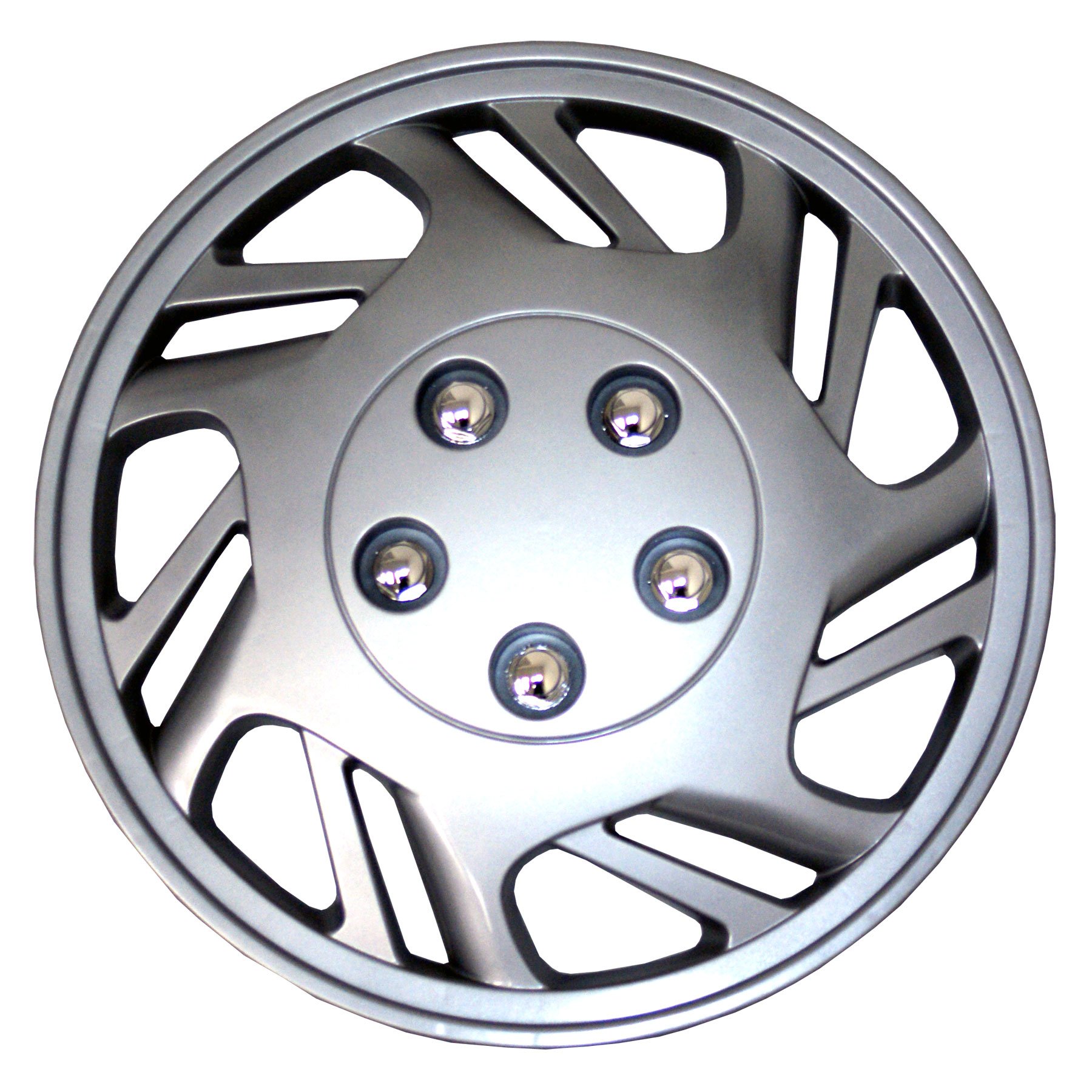TuningPros WSC-126S15 15-Inch Silver Wheel Skin Covers (Set of 4) - Hubcaps for Cars, Trucks & SUVs - Enhance Vehicle Appearance & Protect Rims