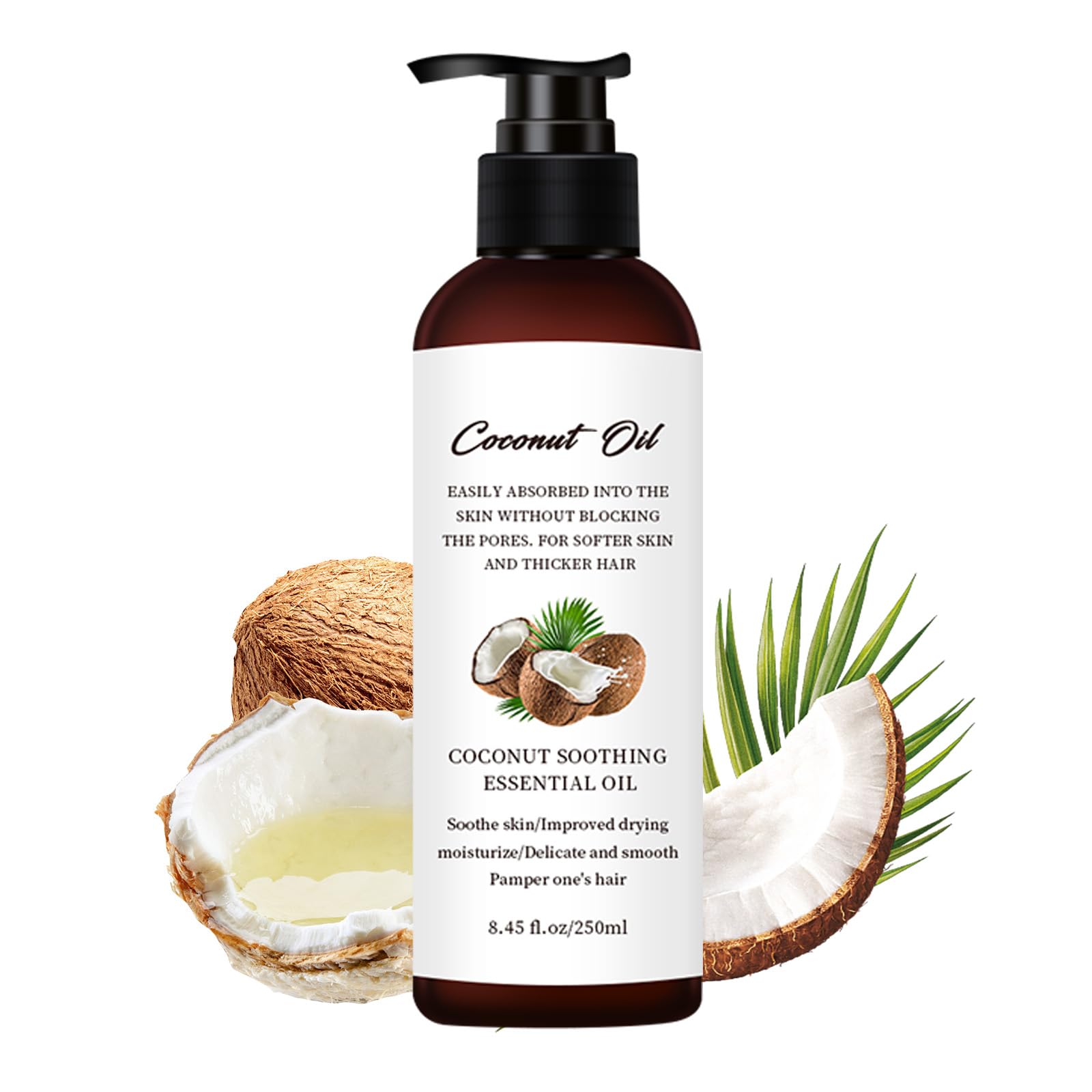 Organic Fractionated Coconut Oil for Skin & Hair - Pure Carrier Oil for Essential Oils Mixing, Moisturizer for Lips, Body & Scalpe - Natural Unisex Beauty Care for Massage, Aromatherapy & DIY Cosmetics