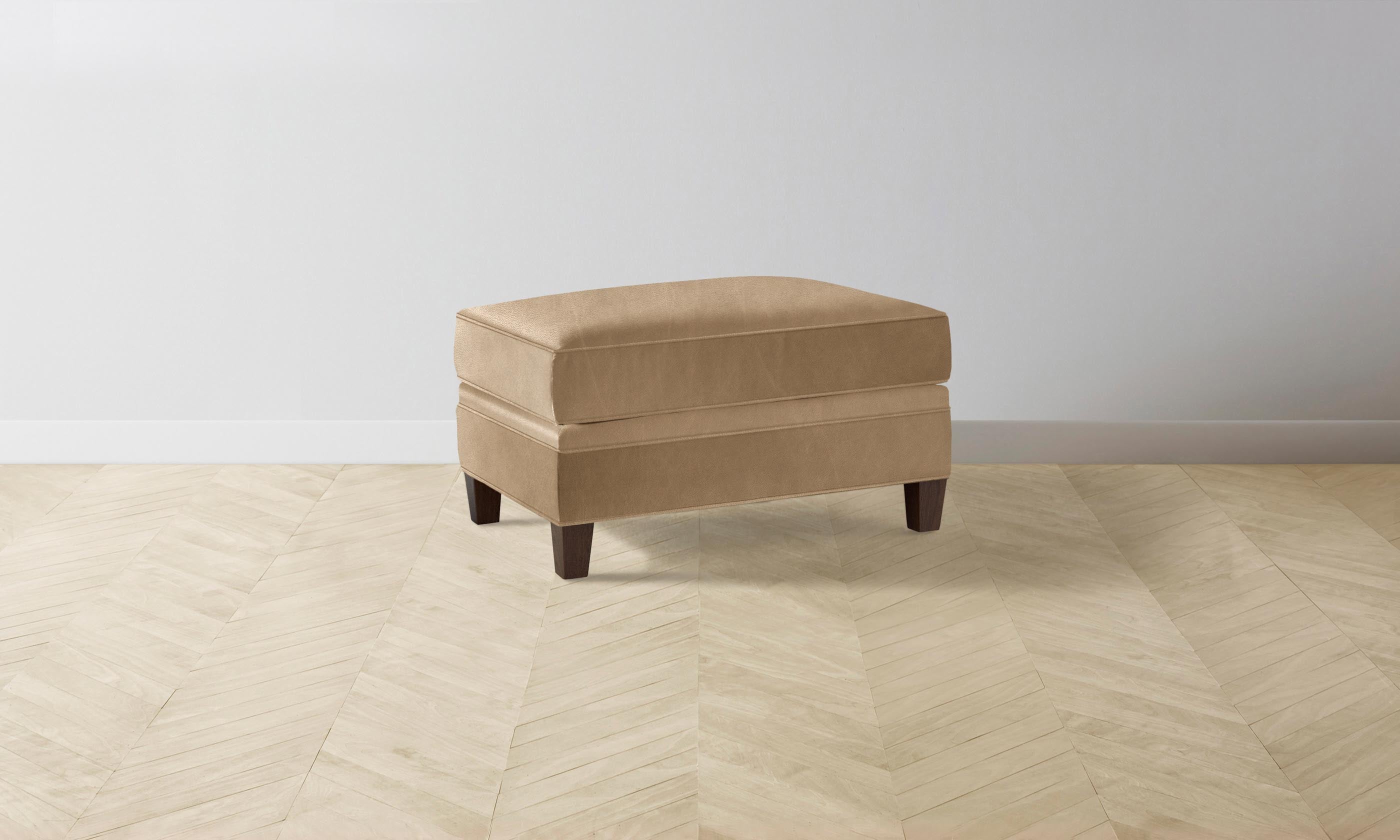 Premium Carmine Ottoman with Tuscan Leather in Camel Color - Perfect for Living Room, Bedroom, or Office Footrest and Extra Seating