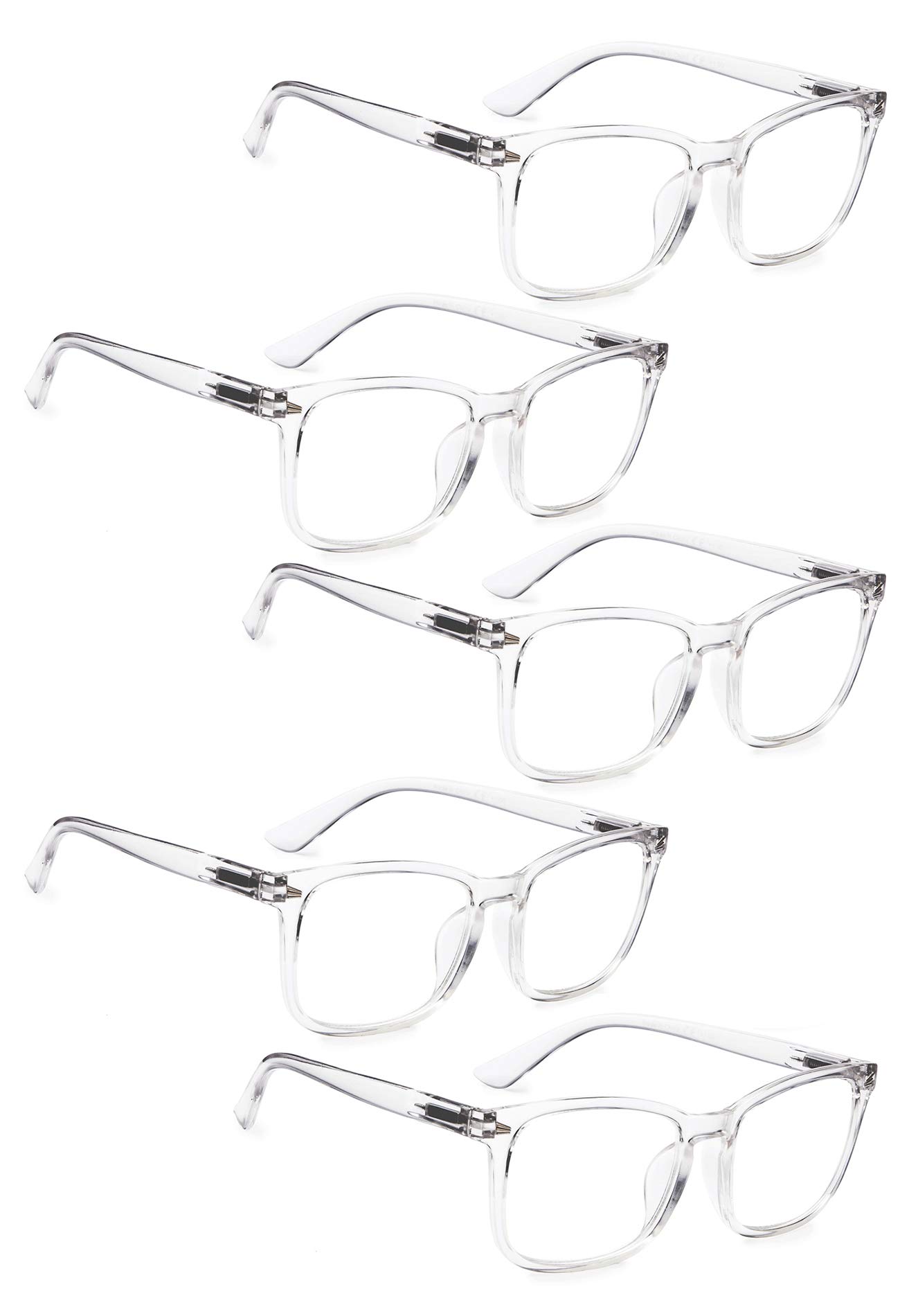LUR Reading Glasses 5 Pack - Stylish Women's Readers for Reading, Computer Work & Crafts | Blue Light Blocking & Anti-Glare Lenses