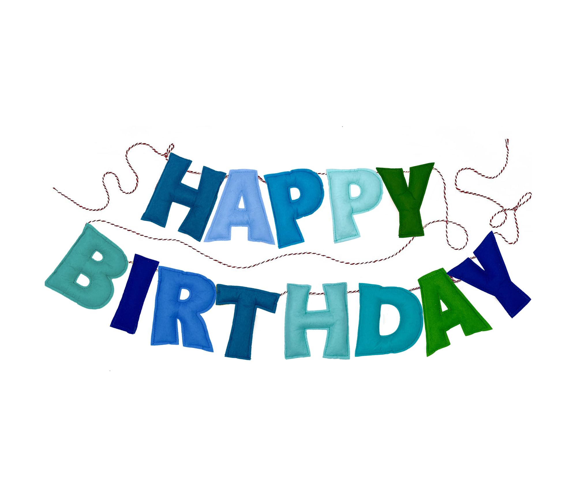 Happy Birthday Banner - Blue Felt Ball Garland with Pre-Strung Letters - Personalized Birthday Party Decorations for Wall, Photo Backdrop & Celebration Decor (Blue)