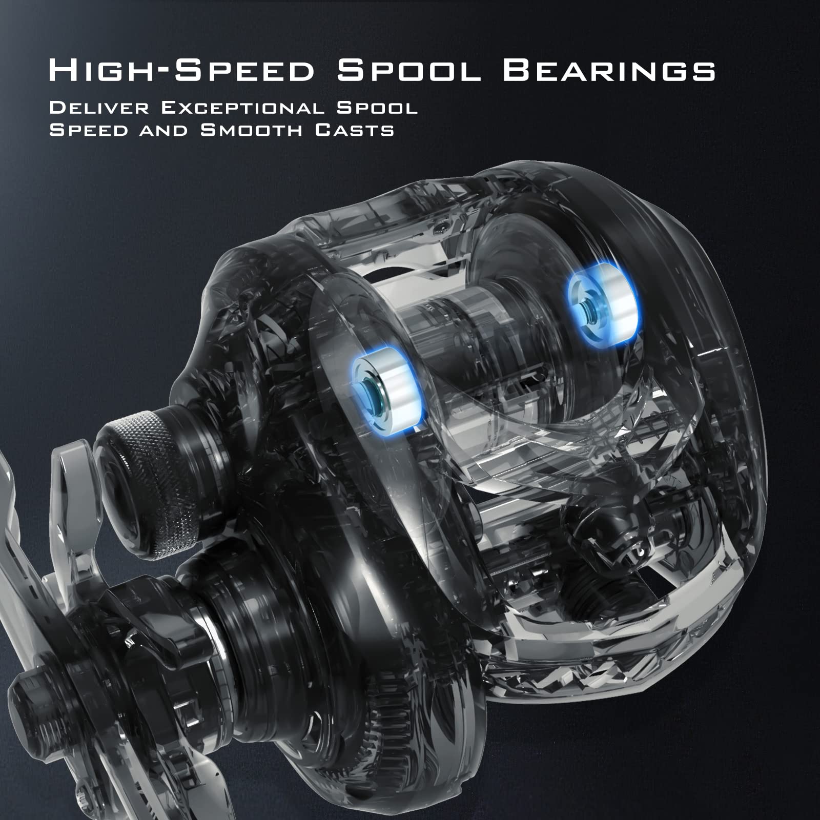 KastKing MegaJaws Elite Baitcasting Fishing Reel - Patented AMB System for Backlash-Free Casting, Lightweight 6.4oz Aluminum Frame with Carbon Fiber Side Covers, Flipping Switch Function - Perfect for Bass Fishing, Saltwater Angling, and Tournament Competition