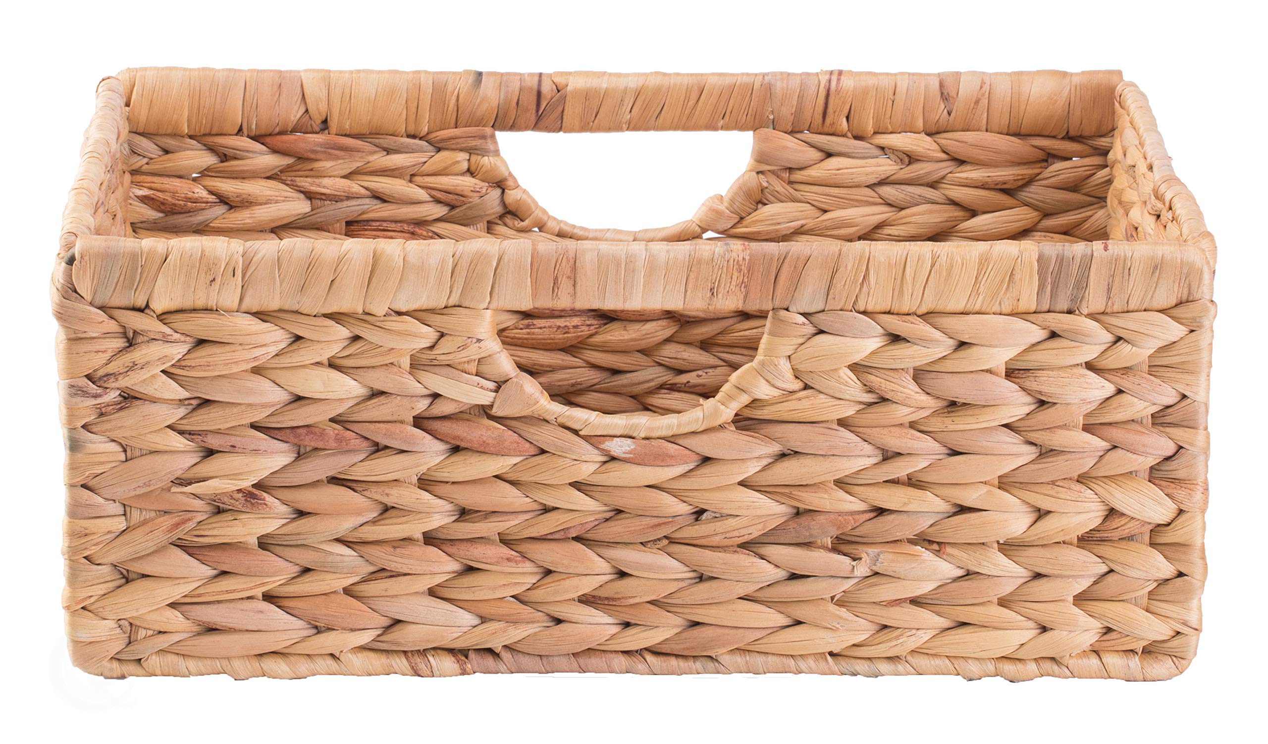 Foldable Natural Water Hyacinth Storage Bins - Set of 3 Small Woven Baskets for Home Organization | Perfect for Bedroom, Bathroom & Closet Storage