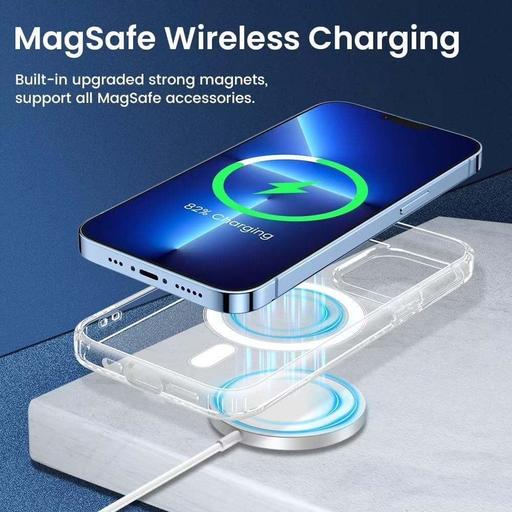 Clear Magnetic Phone Case for iPhone 14 Pro Max | Military-Grade Protection | MagSafe Compatible | Anti-Yellowing Hard Back & Shock-Absorbing Corners | Perfect for Outdoor Activities, Work & Travel