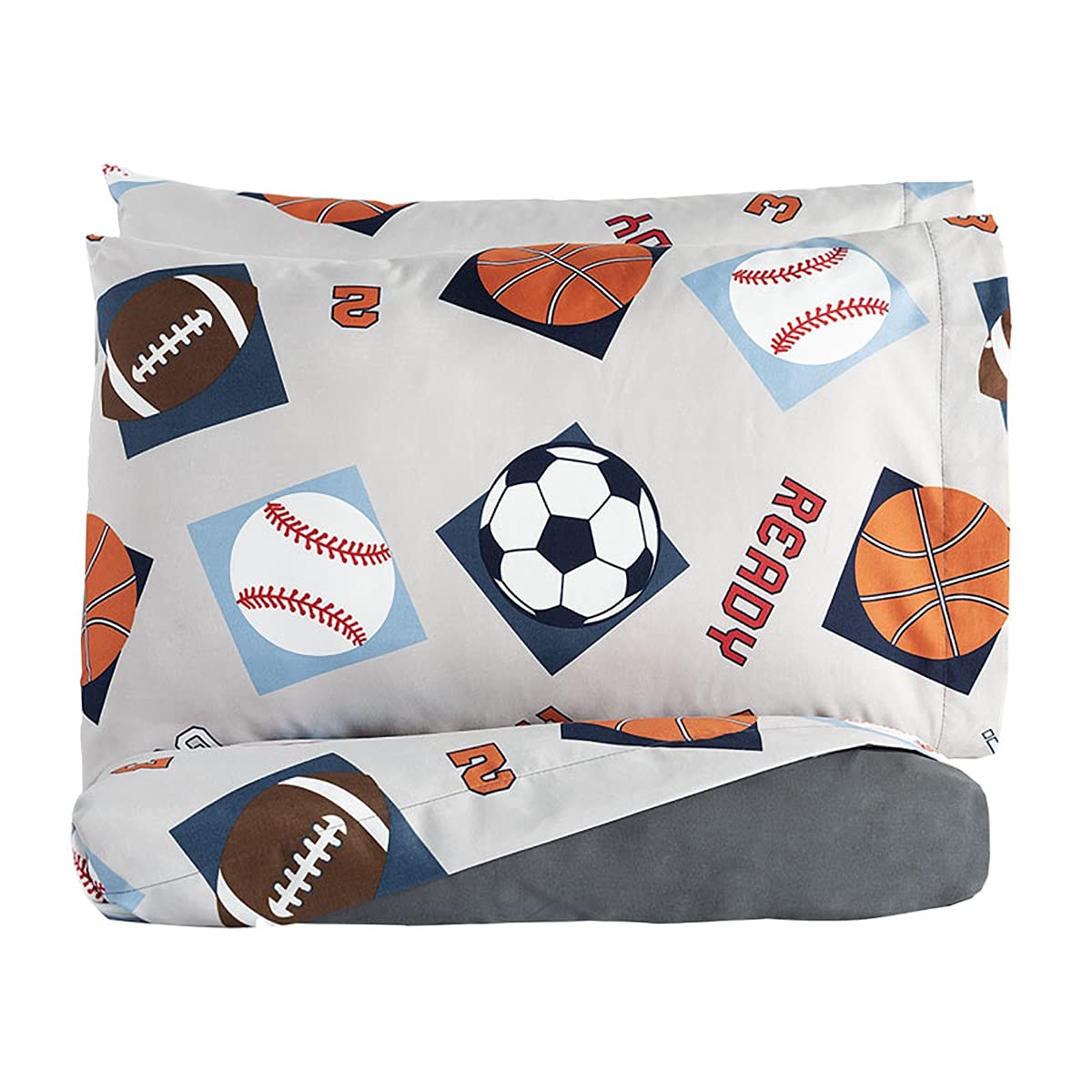 Sports Theme Twin-Size 3-Piece Bedding Set with Fitted Sheet, Flat Sheet & Pillowcase - Perfect for Kids' Rooms, Dorm Decor & Sports Fan Gifts