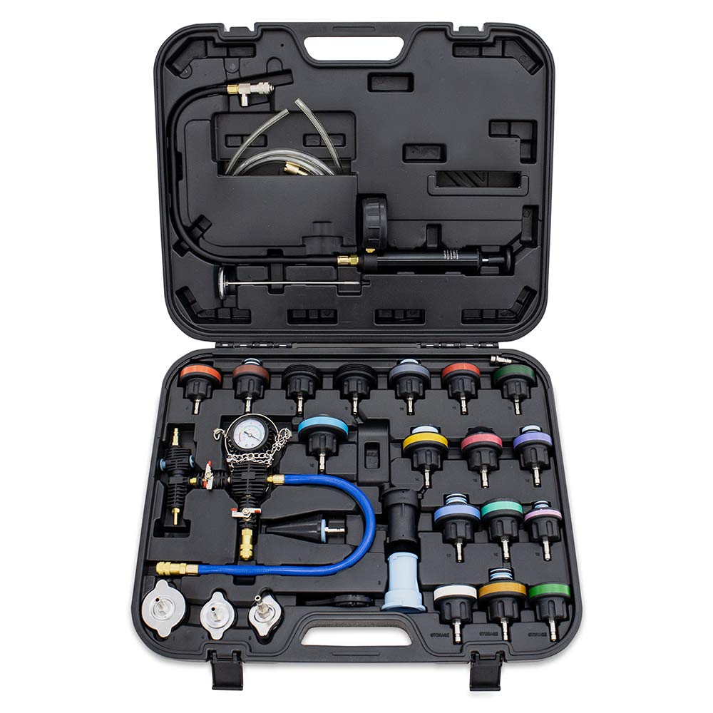 Mishimoto MMTL-CPT-28 Universal 28-Piece Coolant Pressure Tester & Vacuum Refill Kit - Black - Perfect for Automotive Cooling System Maintenance & Repair