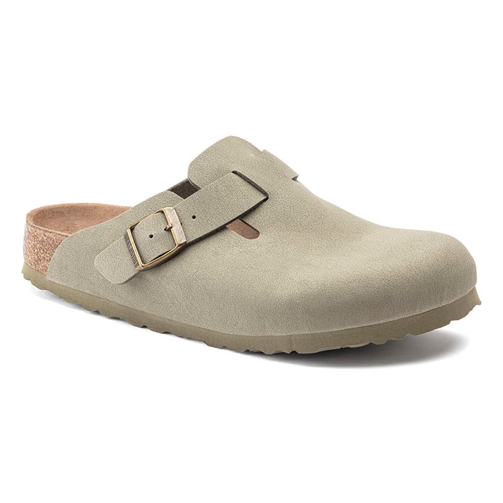 Birkenstock Boston Vegan Faded Khaki Birkibuc Clogs - Size 42 EU (US Men's 9) - Comfortable & Stylish Unisex Footwear for Home, Office, and Casual Wear