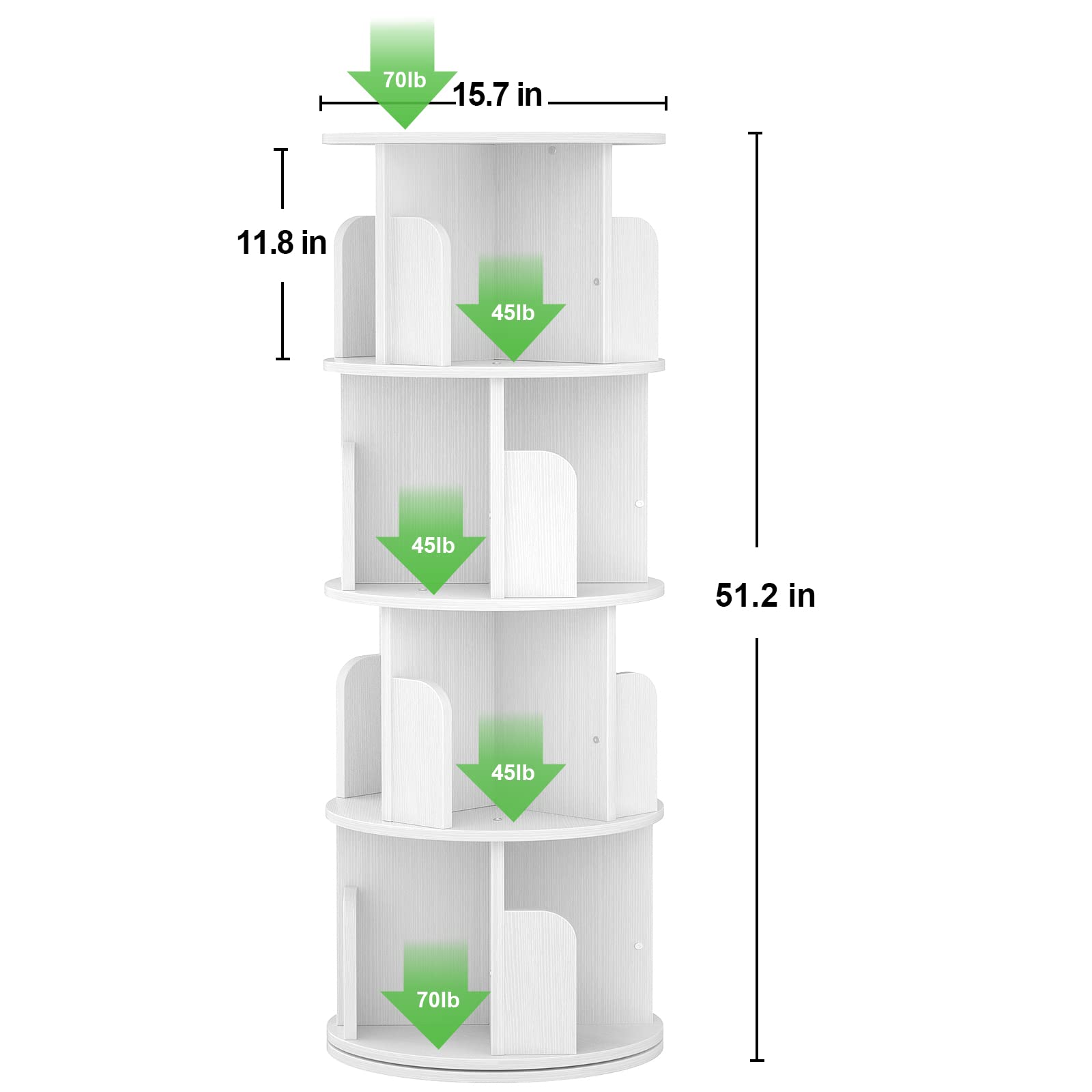360° Rotating Bookshelf - 4-Tier Small Corner Bookcase for Bedroom & Living Room | Space-Saving Wooden Book Organizer with Floor Standing Storage | Perfect for Apartments, Dorms & Small Spaces