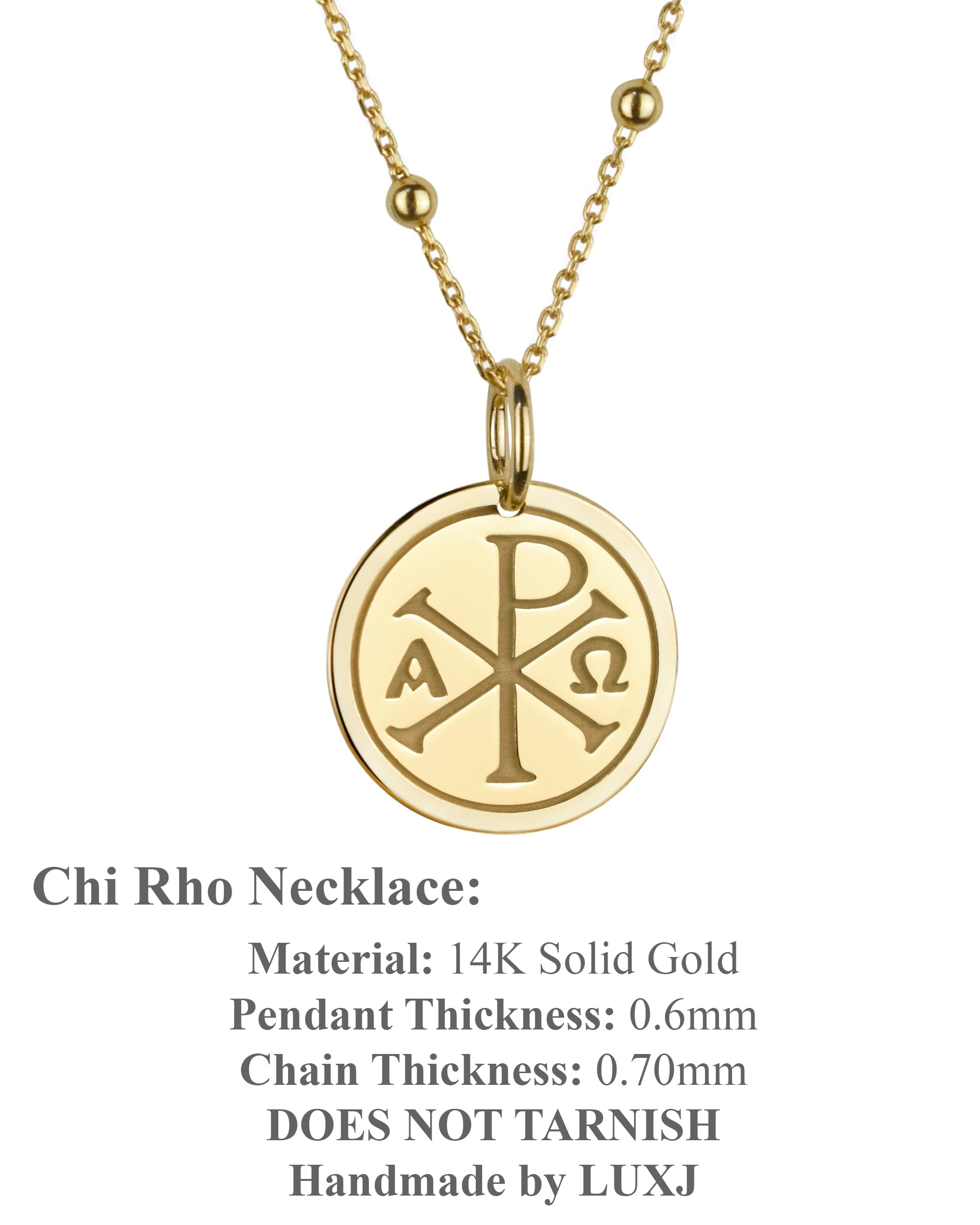 14K Gold Chi Rho Necklace - Personalized Christian Pendant with Greek Orthodox Cross Coin | Religious Jewelry for Baptism Gift & Spiritual Protection | Perfect for Church, Weddings, and Faith-Based Occasions