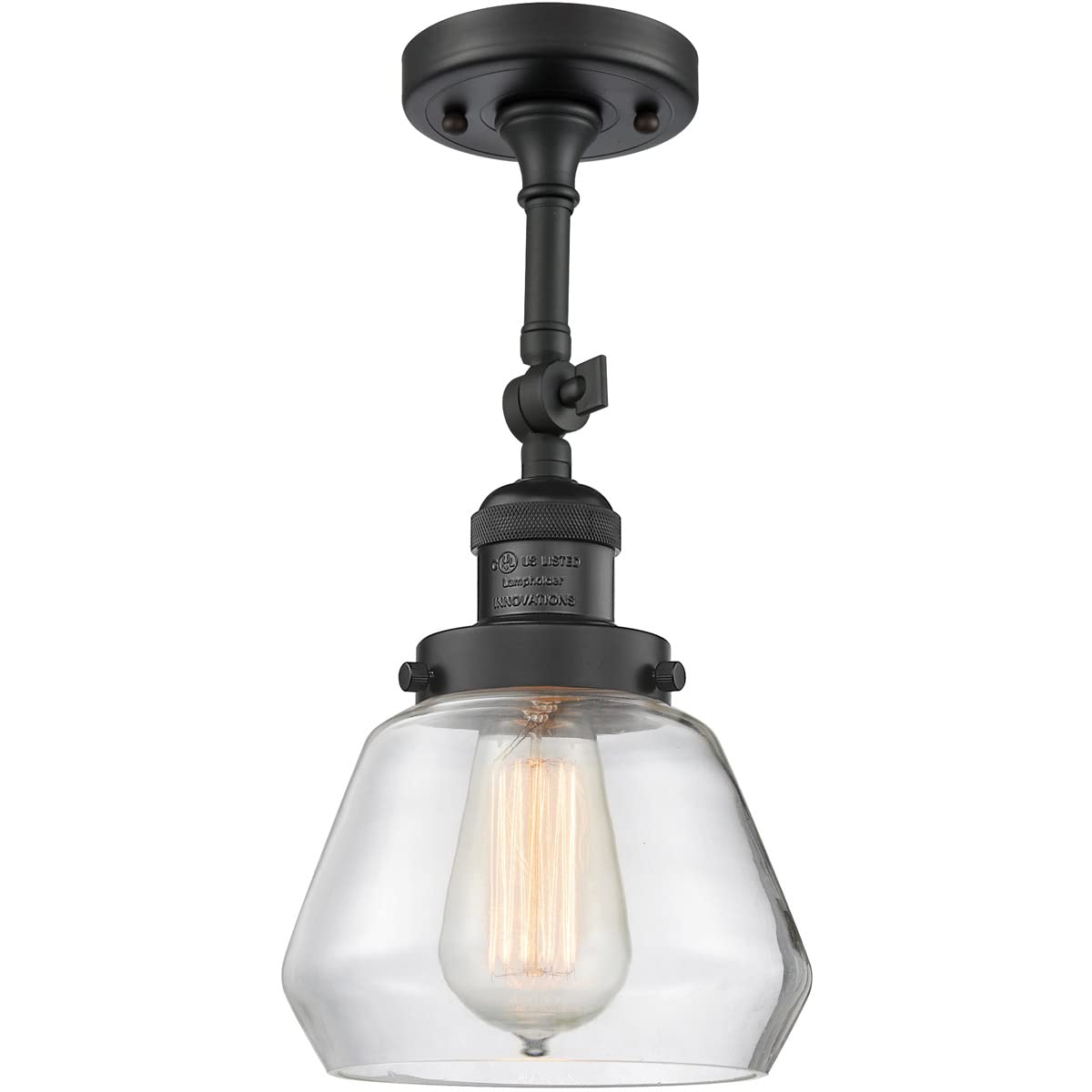 Innovations 201F-BK-G172-LED Modern LED Semi-Flush Mount Ceiling Light Fixture in Matte Black - Perfect for Bedroom, Kitchen, Hallway & Office Lighting