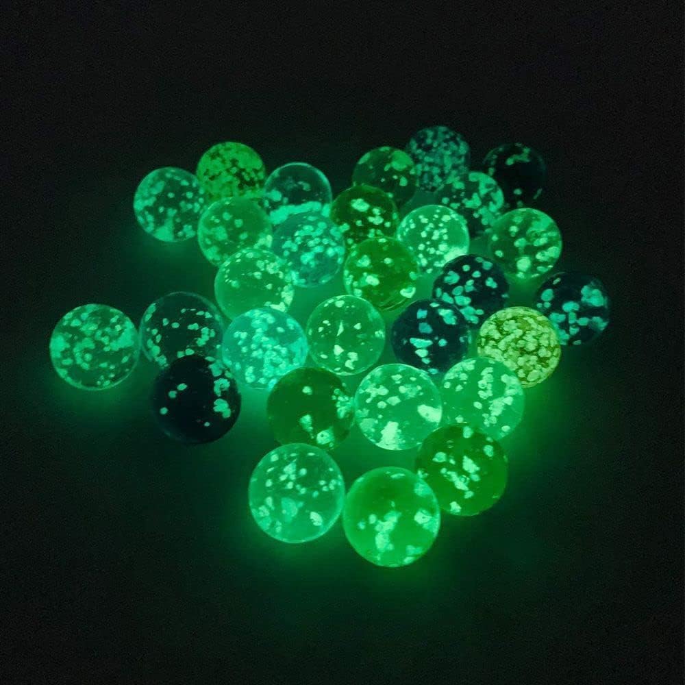 10Pcs Glow in The Dark Glass Marbles - Gold Luminous Marble Balls for DIY, Home Decoration, Games & Kids Play (12mm/0.47in) - Perfect for Nighttime Decor, Board Games & Sensory Play