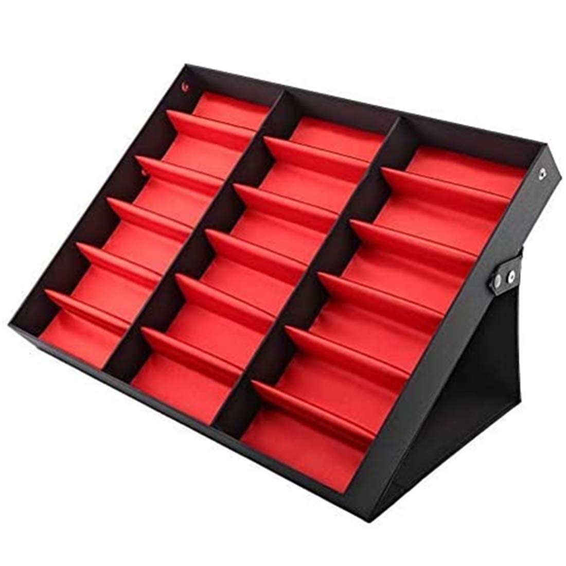 YUYTE 18 Grid Sunglasses Display Case & Eyewear Organizer - Foldable Glasses Storage Rack, Watch & Jewelry Tray - Perfect for Retail Stores, Home Organization & Travel Accessories
