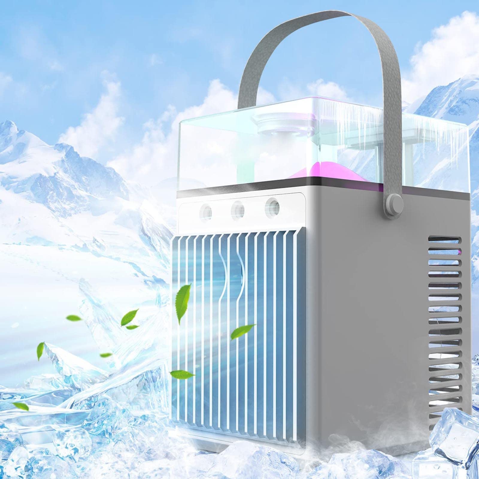 2023 Upgraded Portable Air Cooler & Evaporative Air Conditioner - 3-in-1 Rechargeable Cooling Fan with 3 Speed Settings & Night Light | Perfect for Home, Office, Camping, Outdoor Travel | Stay Cool Anywhere | Ideal for Bedroom, Patio, Tent, Dorm Room | Summer Heat Relief | Great for Hot Weather, Small Spaces & Personal Cooling | Use in Bedrooms, Offices, Tents, RVs, Garages, Workshops & Outdoor Activities