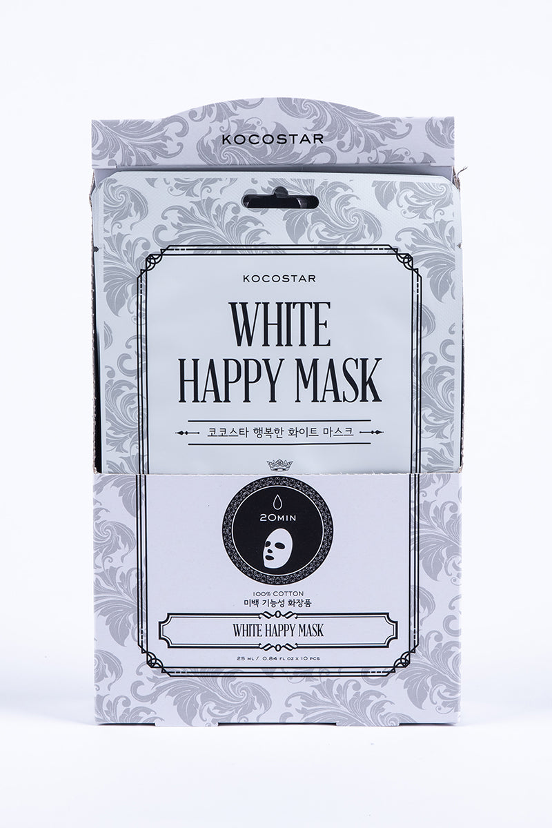Kocostar White Happy Brightening Sheet Mask - Hydrating & Glow Boosting Facial Mask for Radiant Skin | Perfect for Spa Night, Self-Care Routine & Travel Skincare