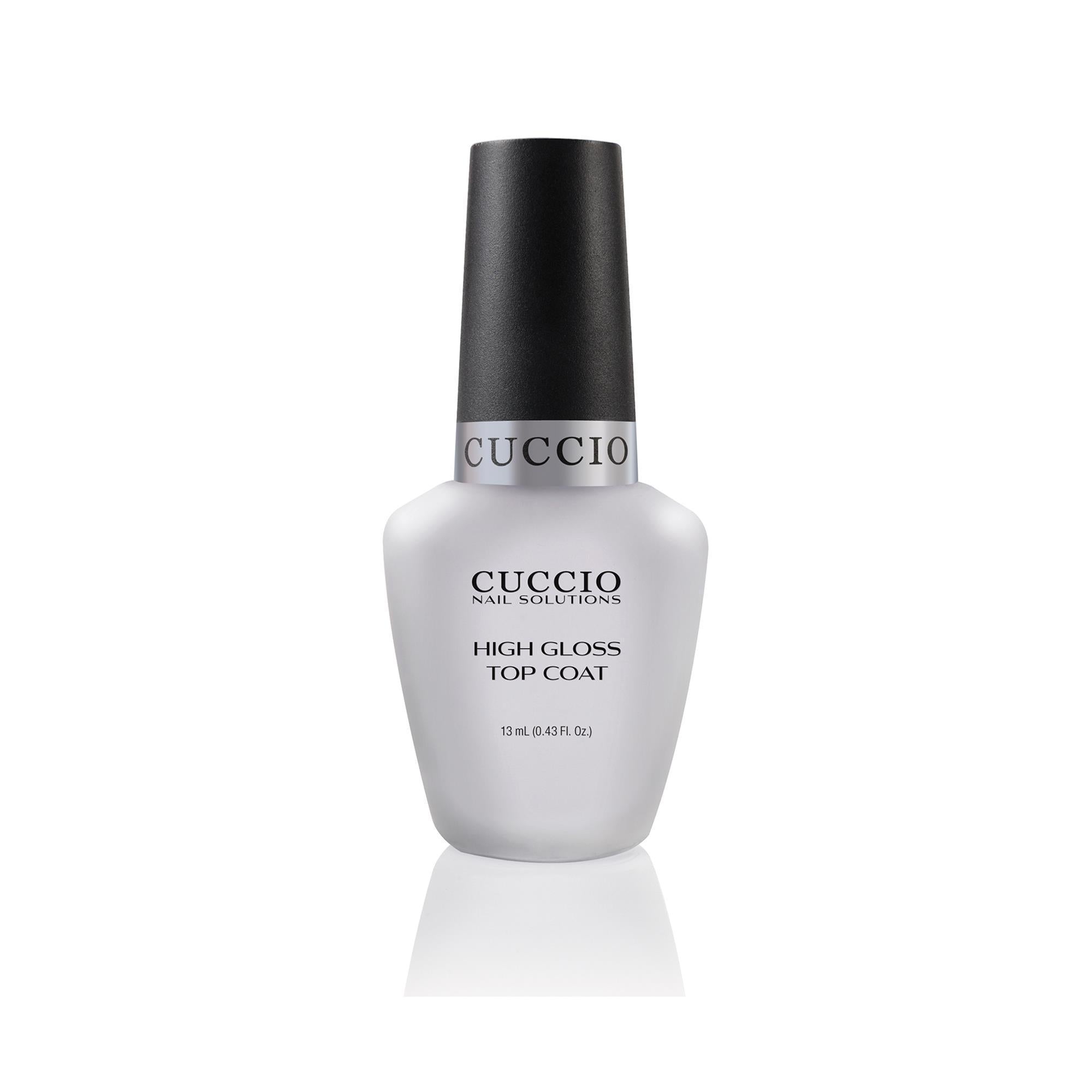 Cuccio Nail Solutions High Gloss Top Coat - 0.43 fl oz Long-Lasting Shine Nail Polish for Professional Salon & Home Manicure - Perfect for Nail Art, Gel Polish & Everyday Wear