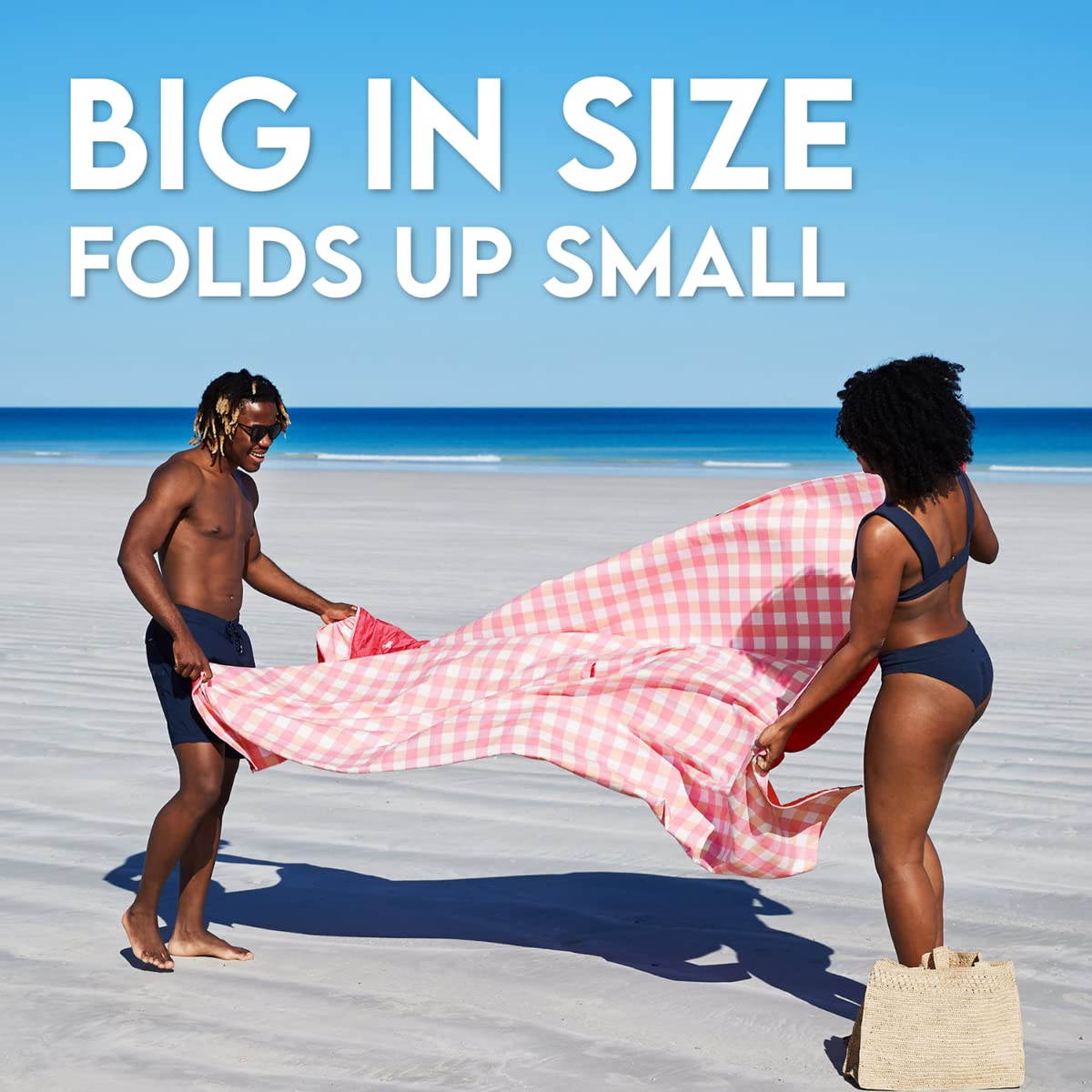 Dock & Bay Quick Dry Water Resistant Picnic Blanket - Extra Large 94x66 Inches - 100% Recycled Eco-Friendly Outdoor Blanket - Strawberries & Cream Pattern - Perfect for Beach, Park, Camping & Picnics