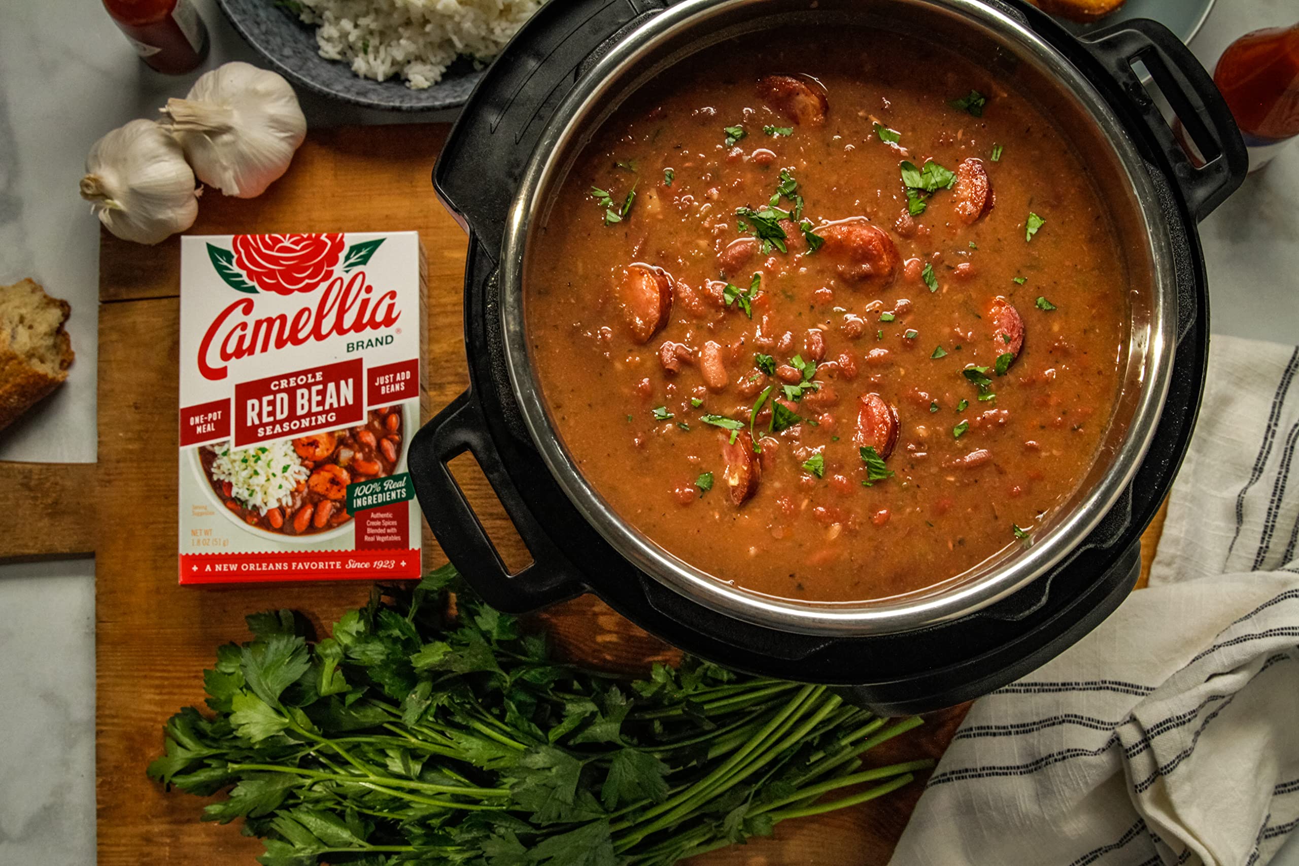 Camellia Brand Premium Dried Red Kidney Beans & Authentic Louisiana Red Bean Seasoning Kit (2-Pack) – Perfect for Gumbo, Chili & Southern Cooking