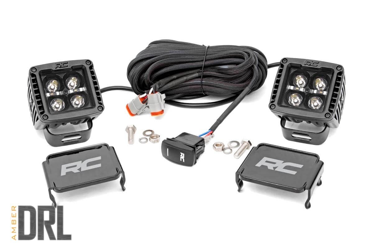2 Inch Black Series LED Light Pods - Spot & Square Amber DRL for Off-Road Vehicles (70903BLKDRLA) | Perfect for Trucks, Jeeps, ATVs & Night Driving