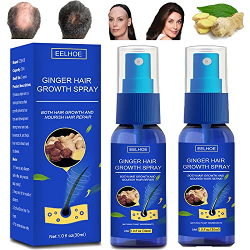 Gingro Anti-Hair Loss & Hair Growth Serum Spray - Natural Ginger Extract for Scalp Nourishment, Thicker Fuller Hair - Promotes Fast Hair Regrowth & Reduces Hair Fall (2 Pack) - Perfect for Thinning Hair, Bald Spots & Daily Hair Care Routine