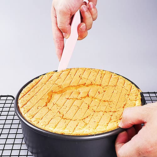 9-Piece Cake Scraper Set - Plastic Sawtooth Cake Decorating Comb, Icing Smoother & Edge Polisher - Baking Tools for Cake Decorating, DIY Dessert Making - Perfect for Home Bakers & Professional Cake Designers (Pink)