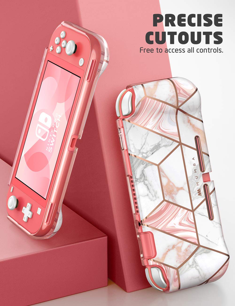 Mumba Case for Nintendo Switch Lite 2019 - Thunderbolt Series Protective Clear TPU Grip Cover (Marble Design) | Shockproof & Anti-Slip Protection for Gaming On-The-Go