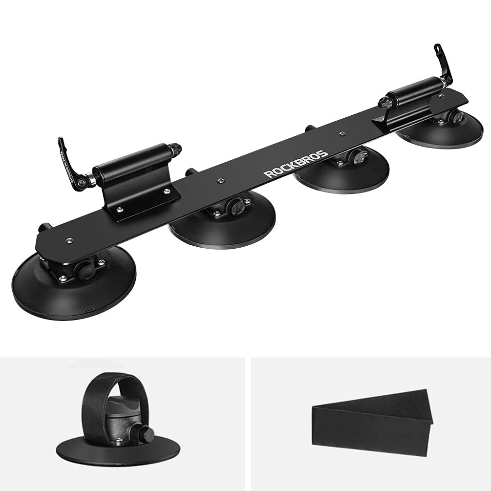 **ROCKBROS Aluminum Alloy Suction Cup Bike Rack for Car Roof – Quick Release Bike Carrier Holds 2 Bikes – Perfect for Road Trips, Camping & Outdoor Adventures**