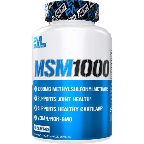 EVLution Nutrition MSM 1000 Supplement - 120 Capsules (60 Servings) for Joint Support & Muscle Recovery - Ideal for Athletes & Active Lifestyles