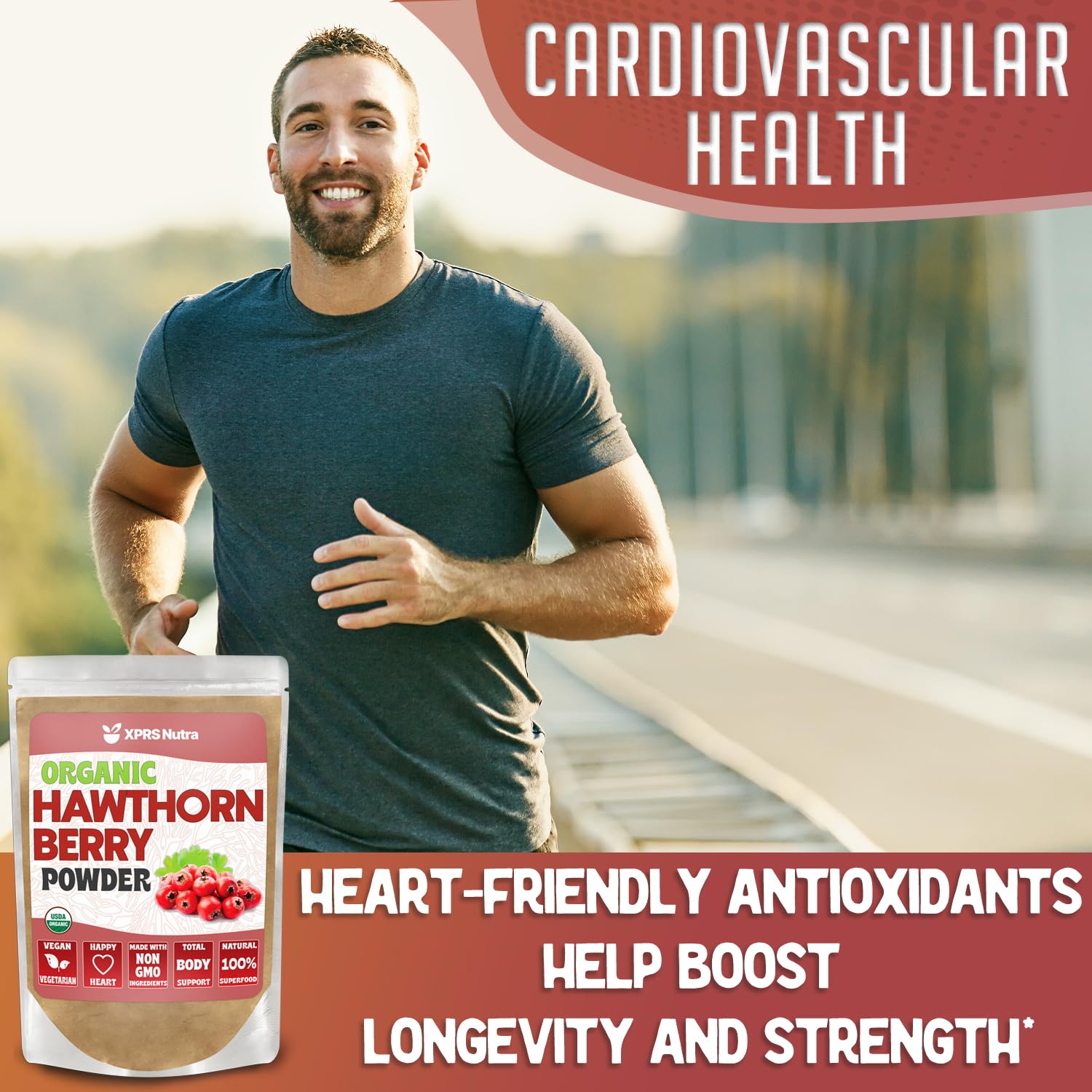 Organic Hawthorn Berry Powder - USDA Certified Premium Hawthorne Berry Supplement for Cardiovascular & Heart Health - Vegan, Non-GMO, Gluten-Free (4oz) - Supports Circulation & Blood Pressure for Active Lifestyles