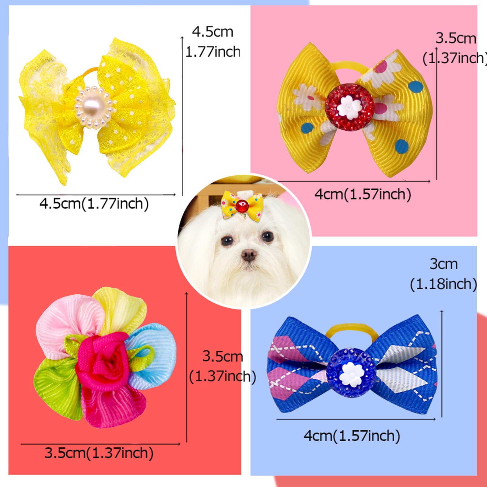 100pcs Dog Hair Bows - Small Pet Grooming Accessories for Yorkie & Puppy - Party & Daily Use