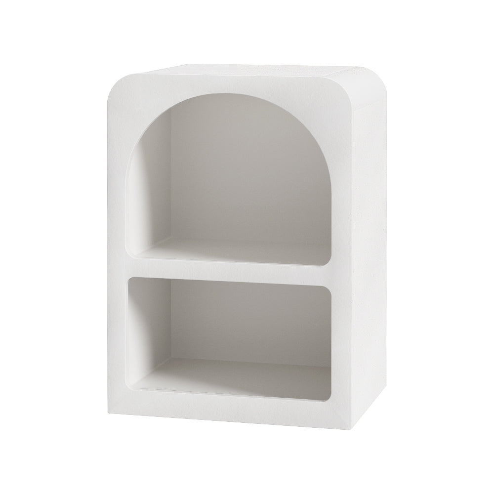 Modern White Arched Texture Nightstand - Stylish Bedside Table for Small Spaces, Perfect for Bedrooms, Dorms & Apartments