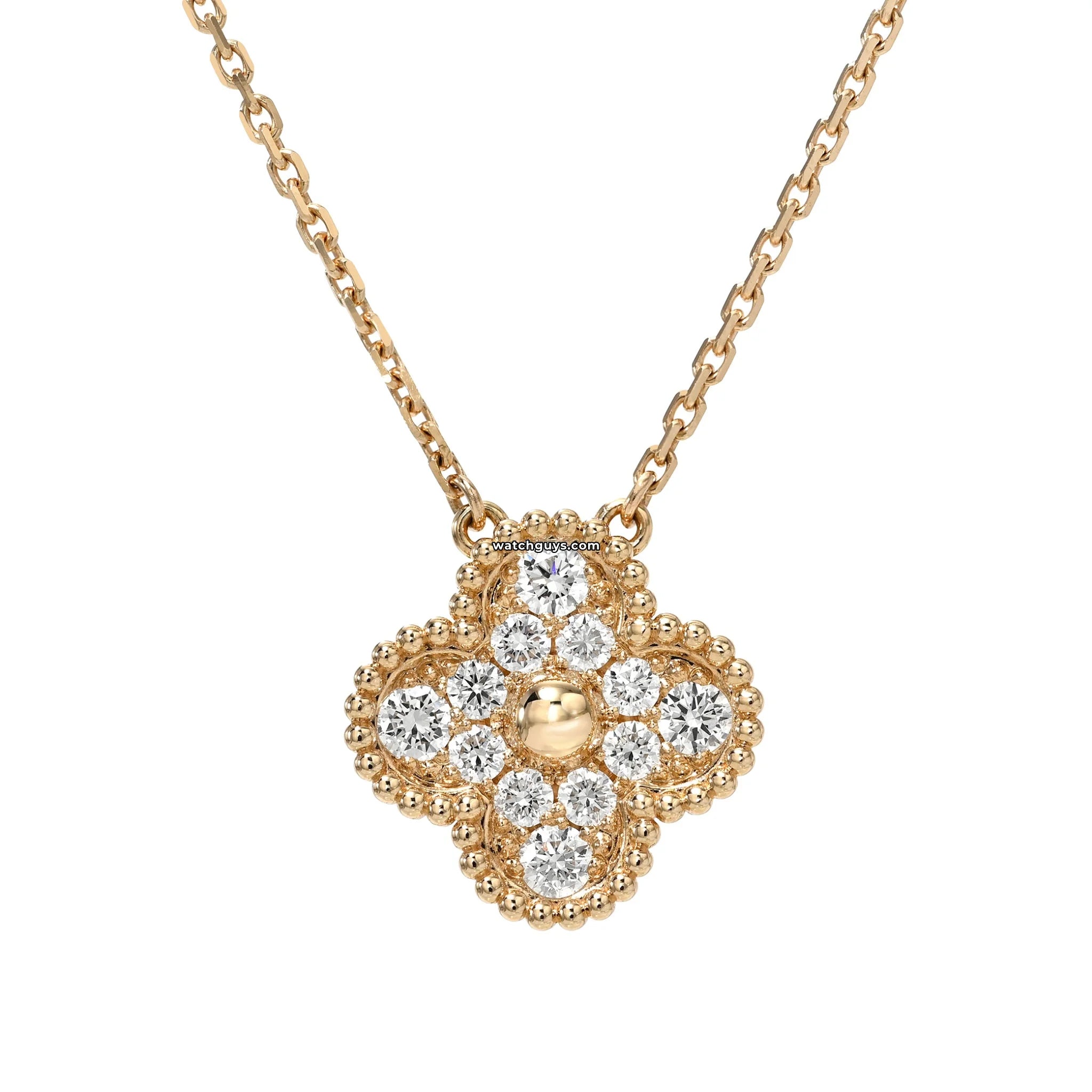 Van Cleef & Arpels Vintage Alhambra Diamond Pendant Necklace - 18K Gold Luxury Jewelry for Women, Perfect for Weddings & Special Occasions