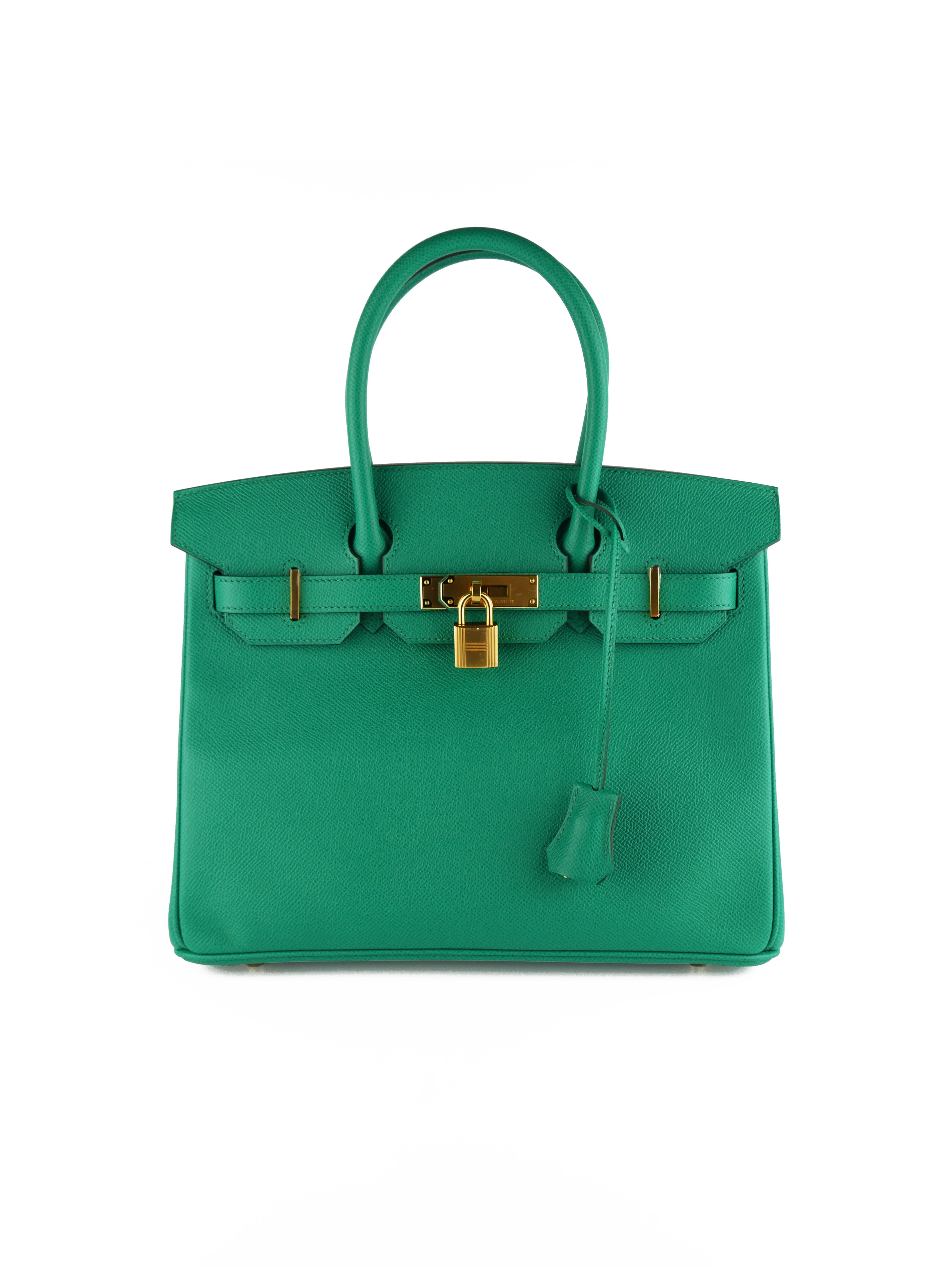 Authentic Hermes Birkin 30 Handbag in Vert Jade Green - Luxury Tote Bag for Women, Perfect for Work, Travel & Special Occasions